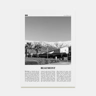 Beaumont, California Travel B&W Poster