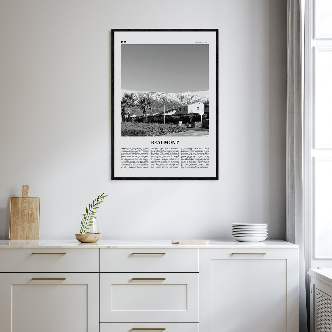 Beaumont, California Travel B&W Poster