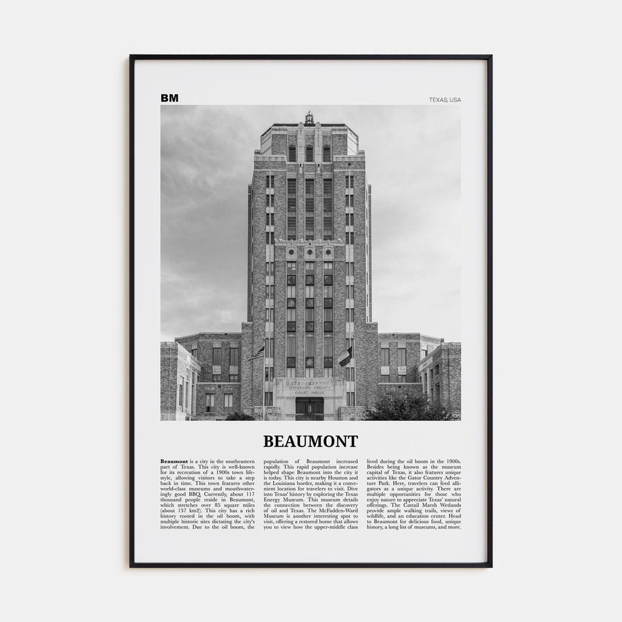 Beaumont, Texas Travel B&W Poster
