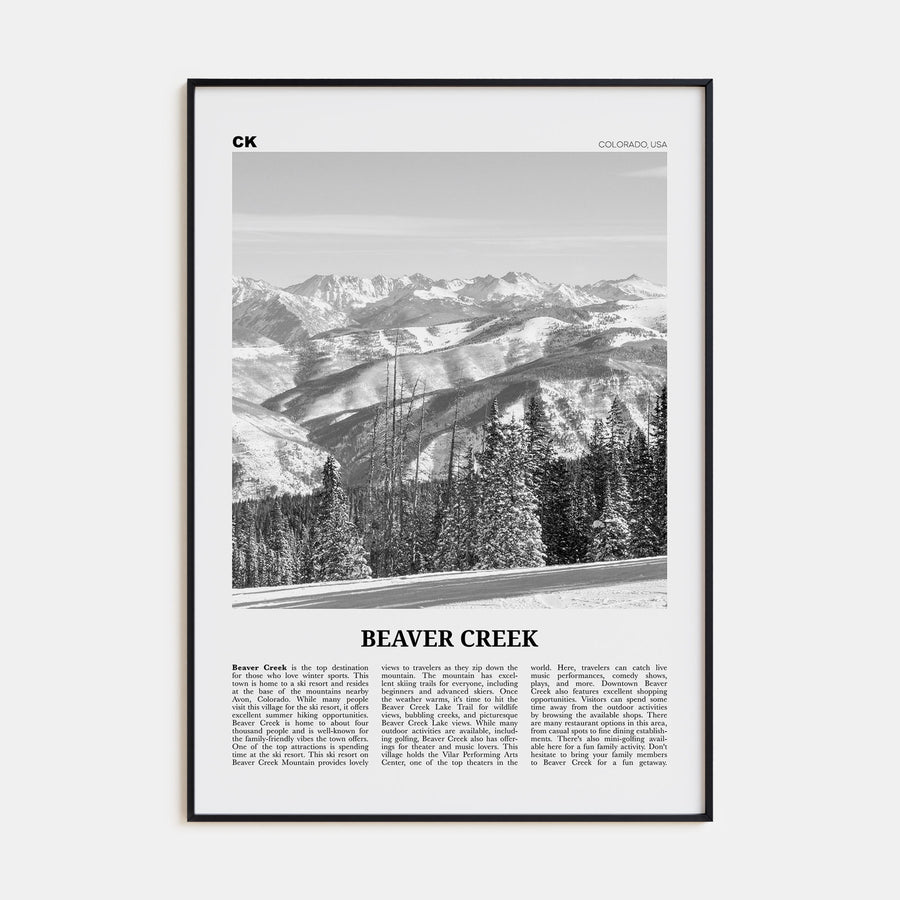 Beaver Creek Travel B&W Poster