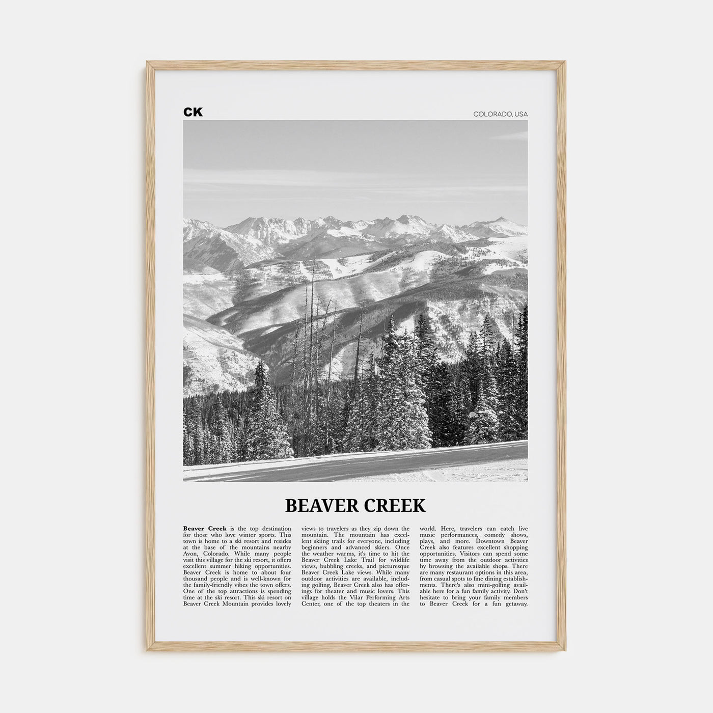 Beaver Creek Travel B&W Poster