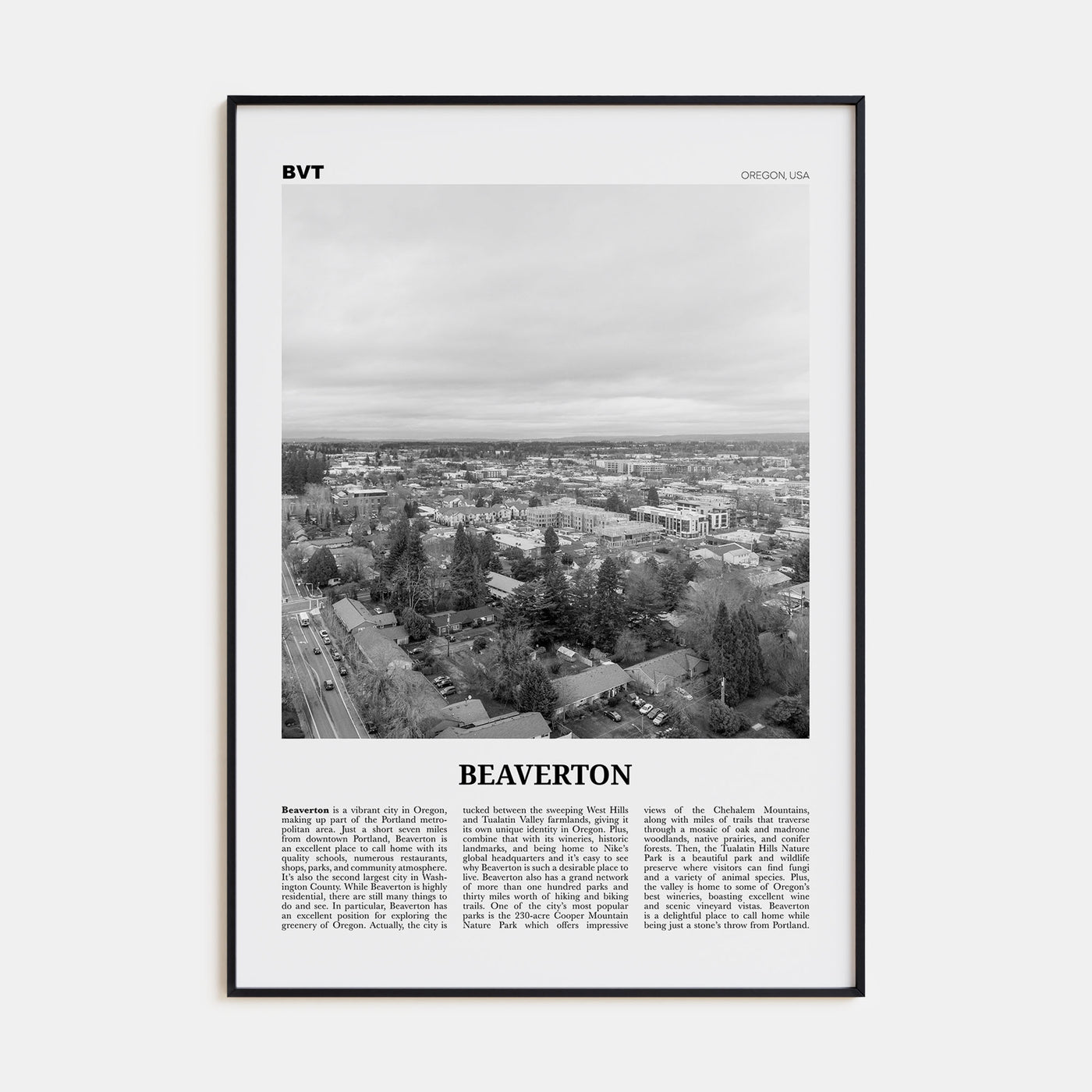 Beaverton Travel B&W Poster
