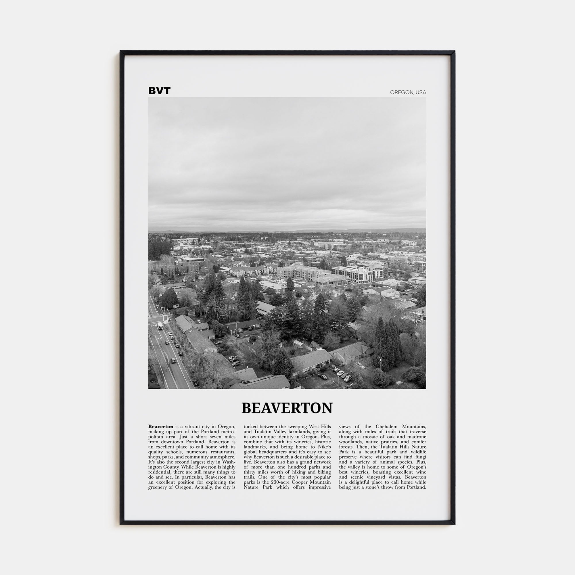 Beaverton Travel B&W Poster