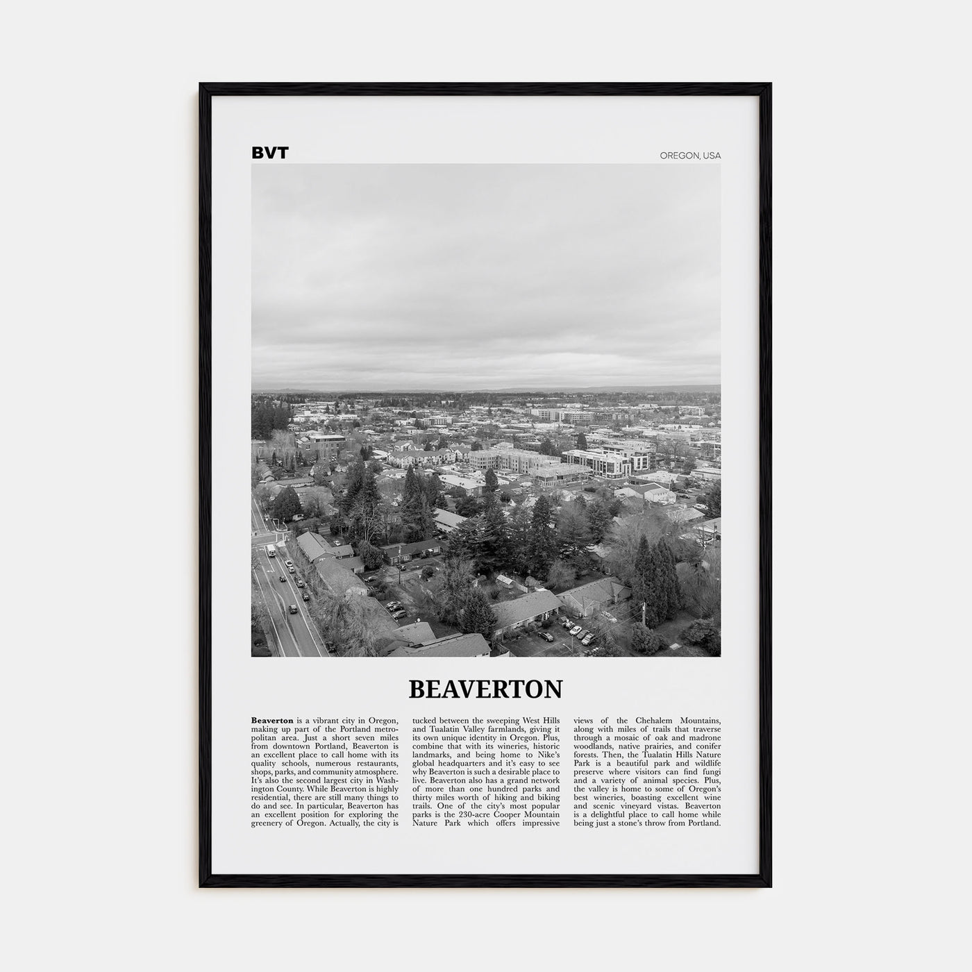 Beaverton Travel B&W Poster