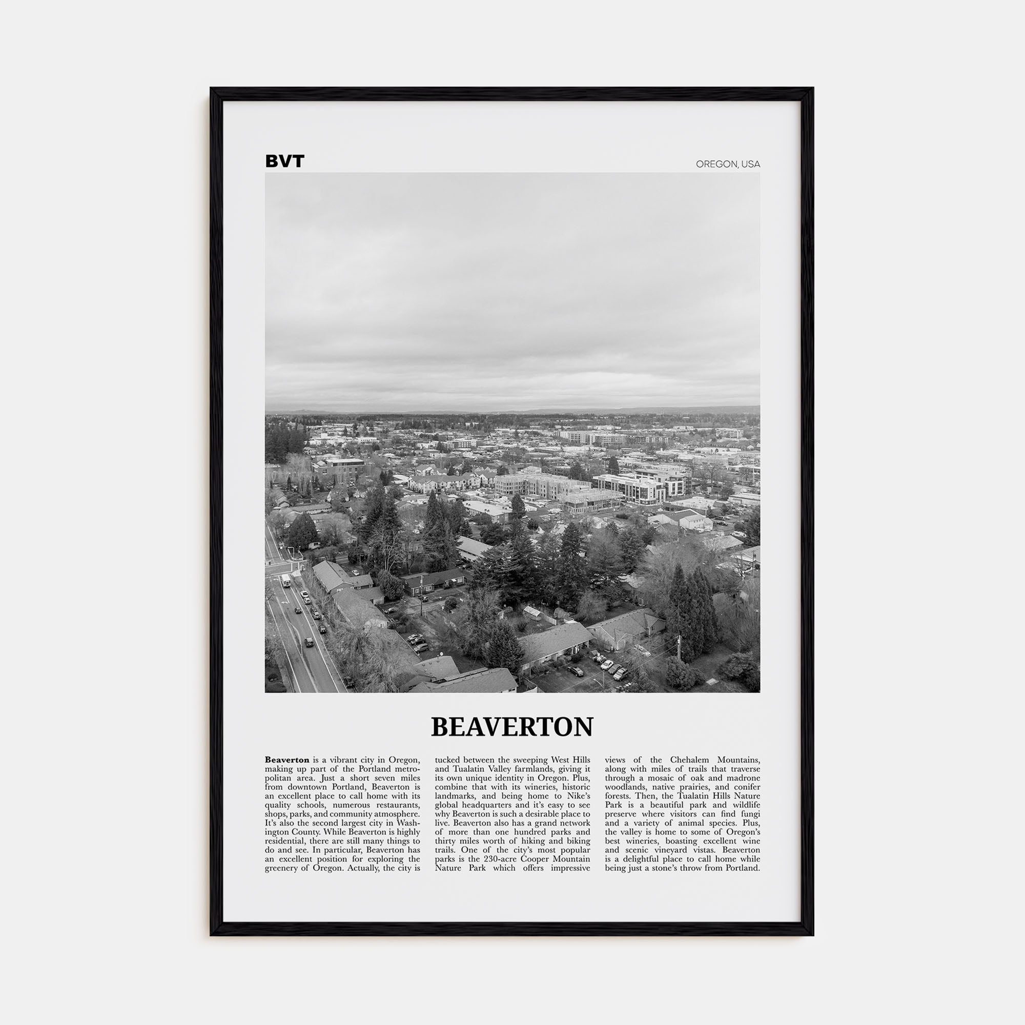 Beaverton Travel B&W Poster