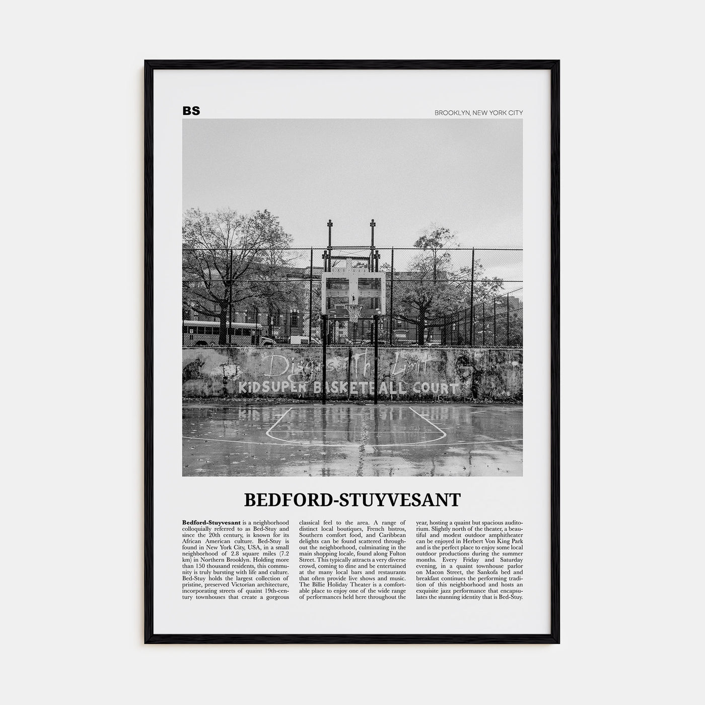 Bedford-Stuyvesant Travel B&W Poster
