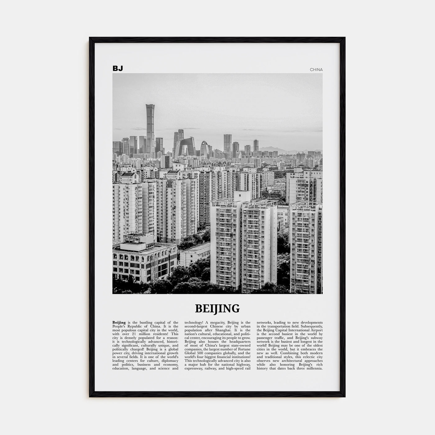 Beijing Travel B&W No 3 Poster