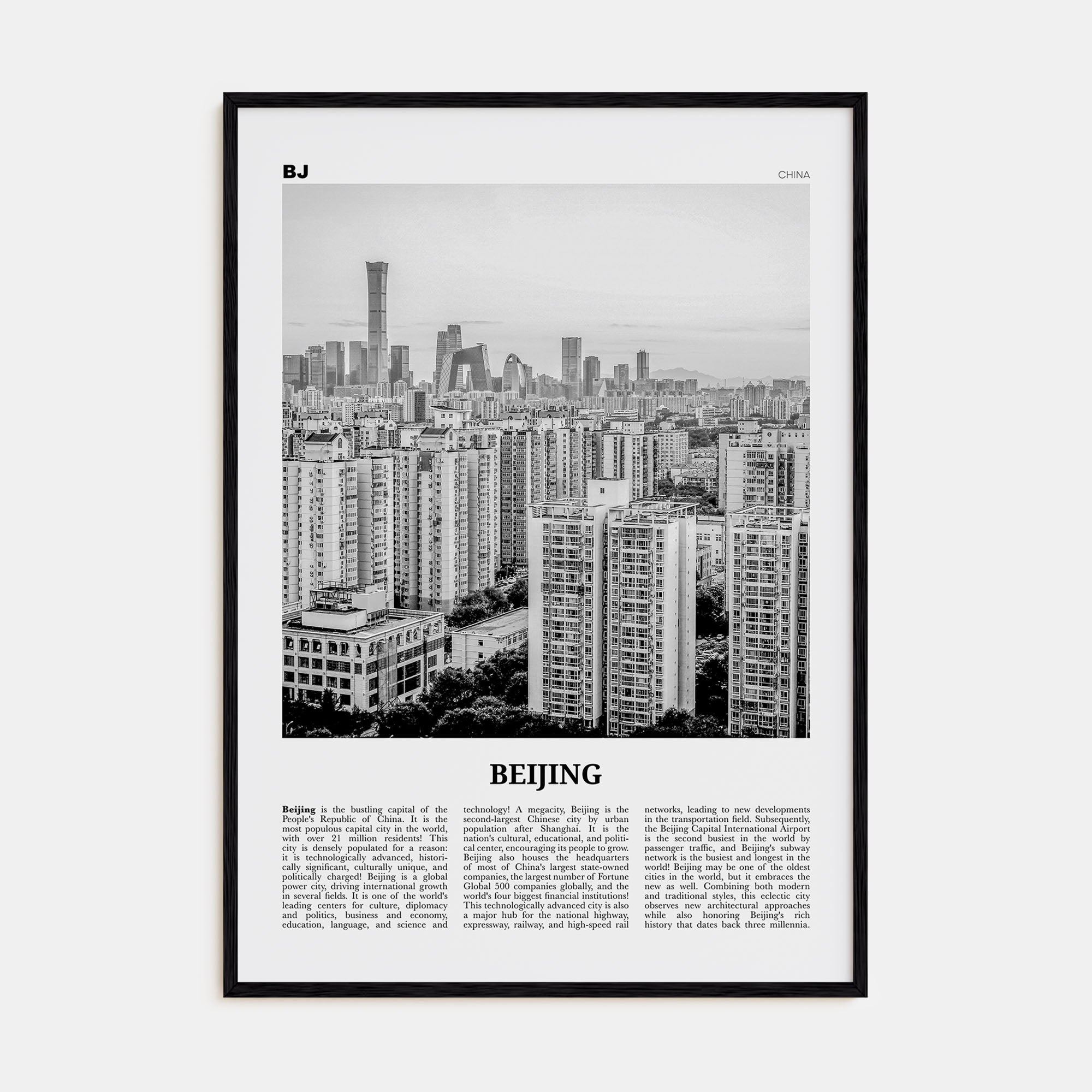 Beijing Travel B&W No 3 Poster