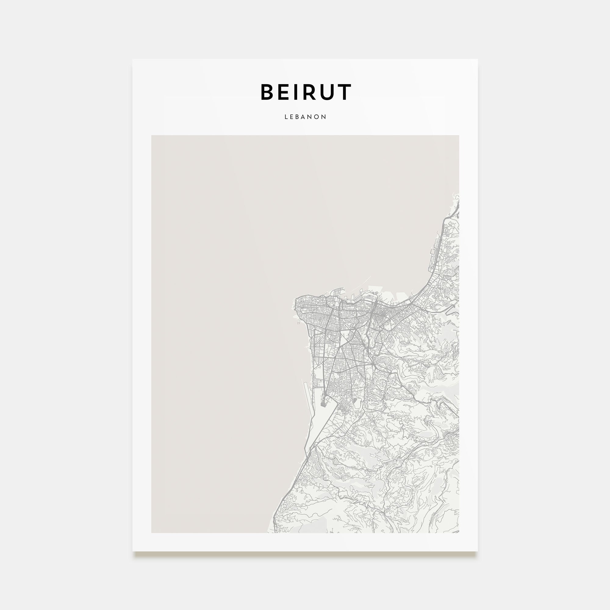 Beirut Map Portrait Poster