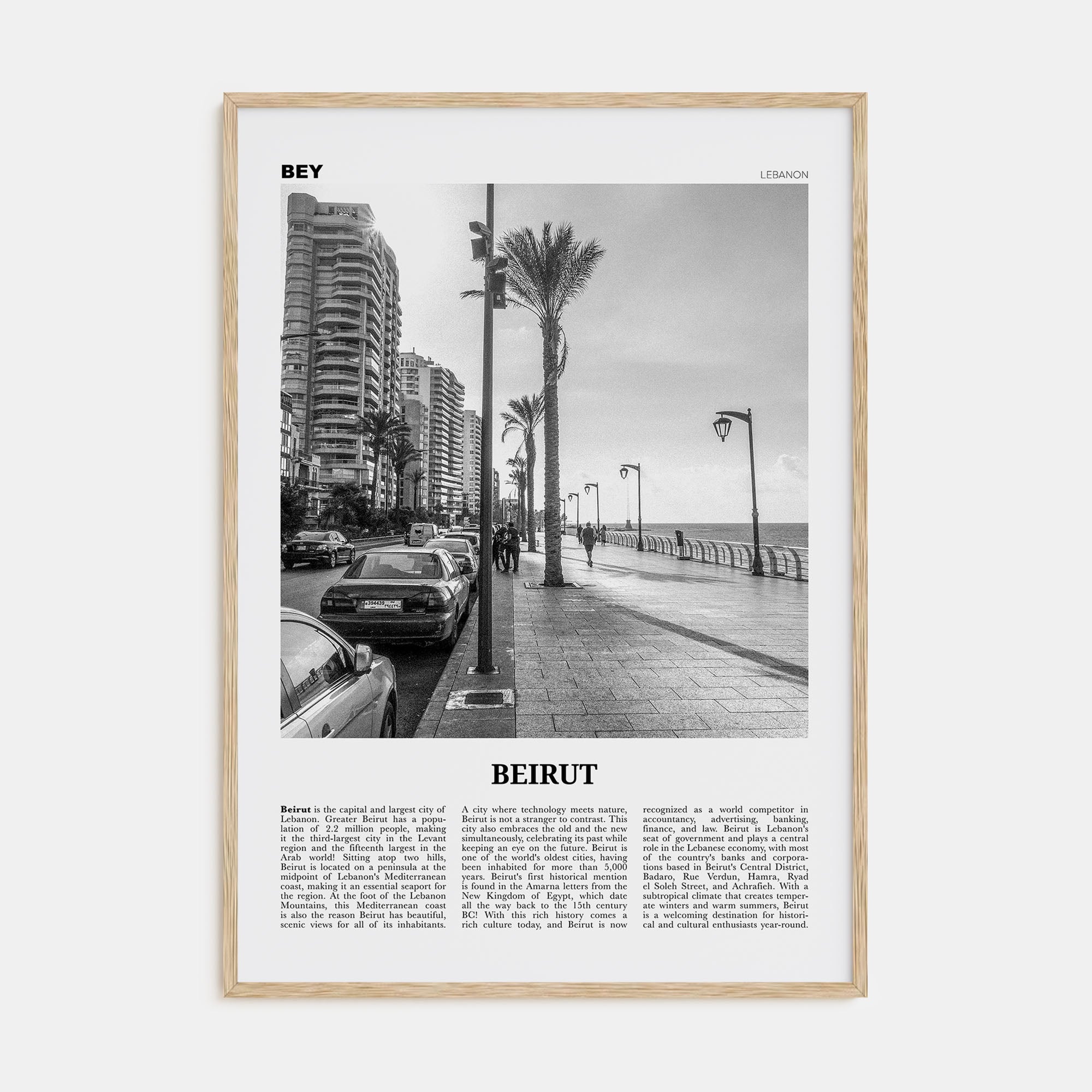 Beirut Travel B&W No 2 Poster
