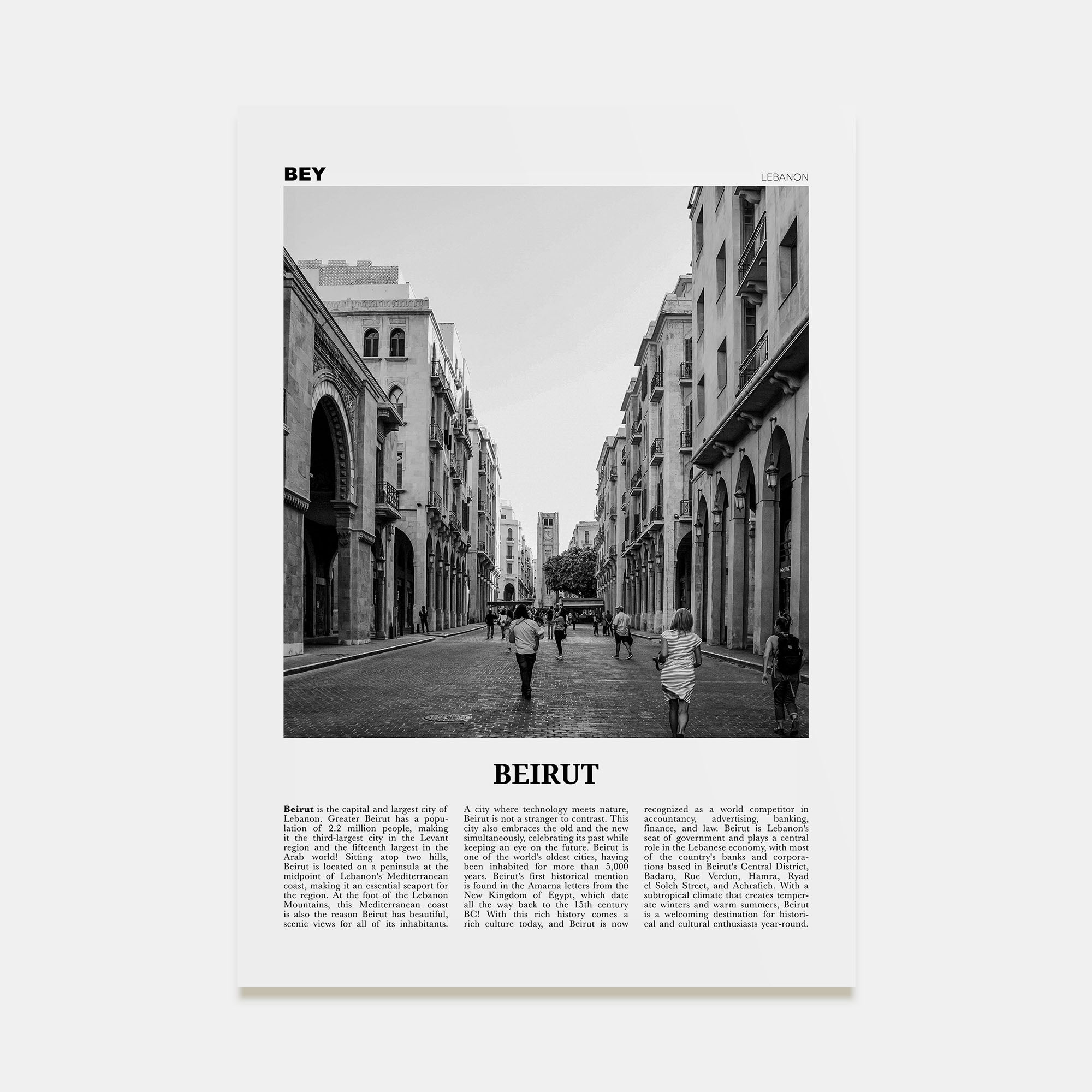 Beirut Travel B&W No 3 Poster
