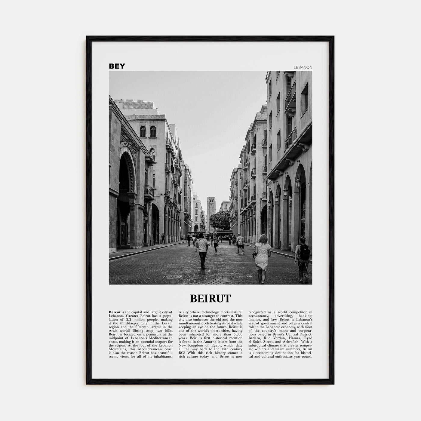 Beirut Travel B&W No 3 Poster