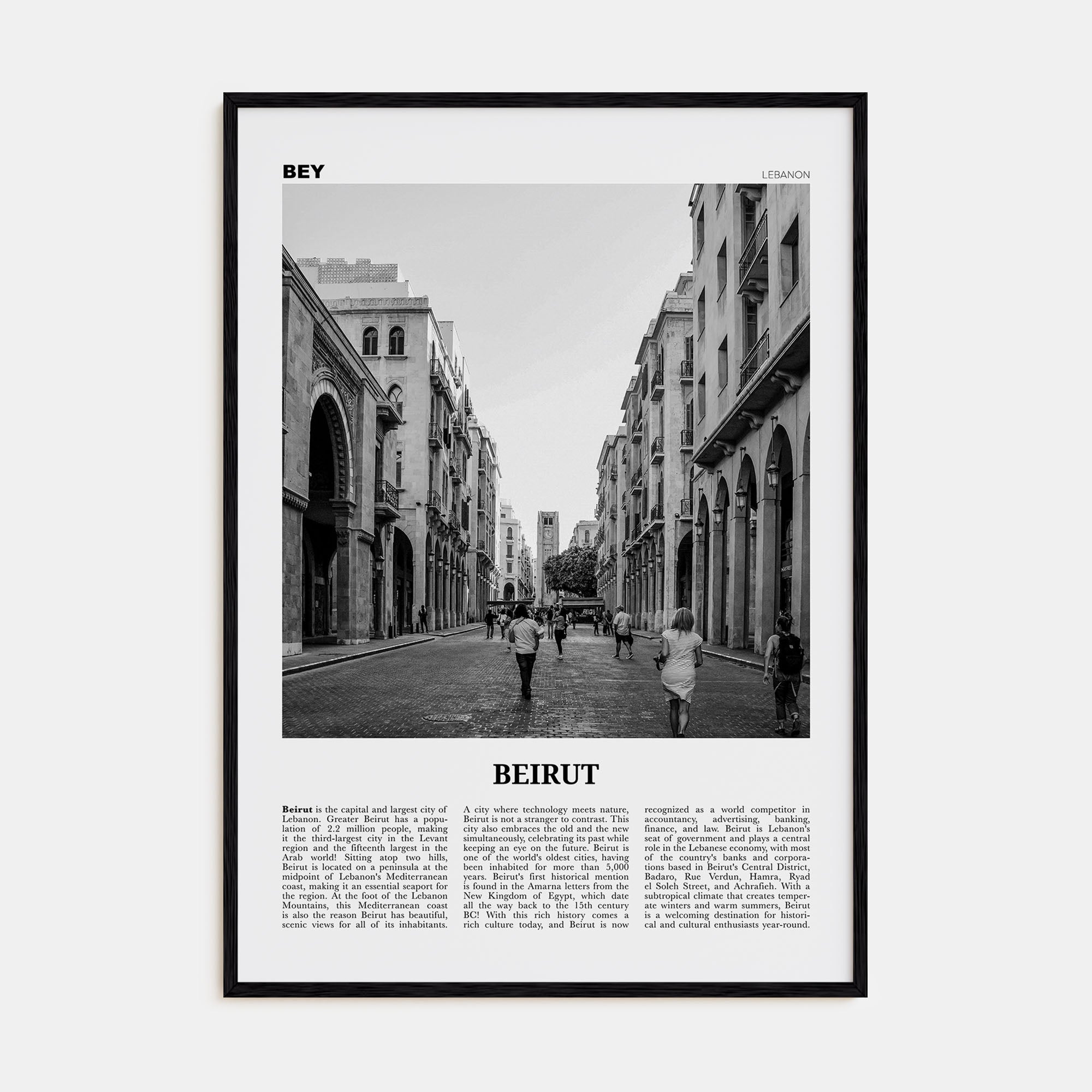 Beirut Travel B&W No 3 Poster