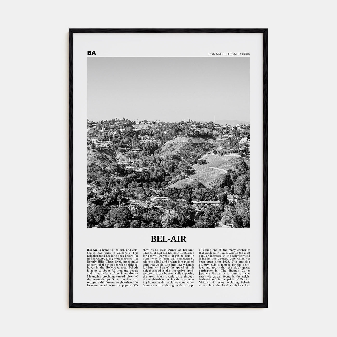 Bel Air Travel B&W Poster