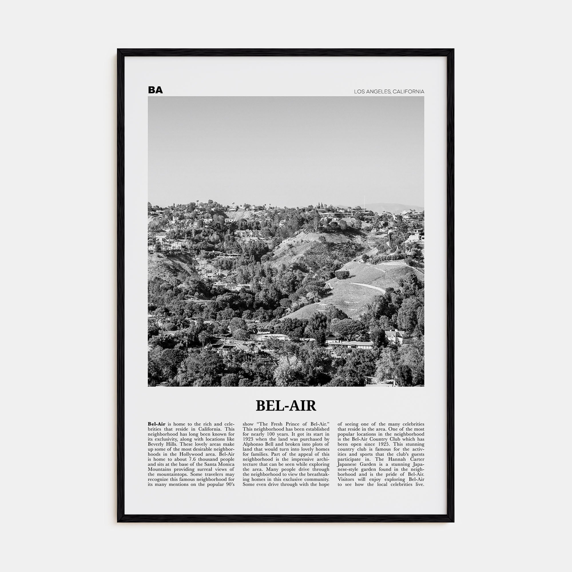 Bel Air Travel B&W Poster