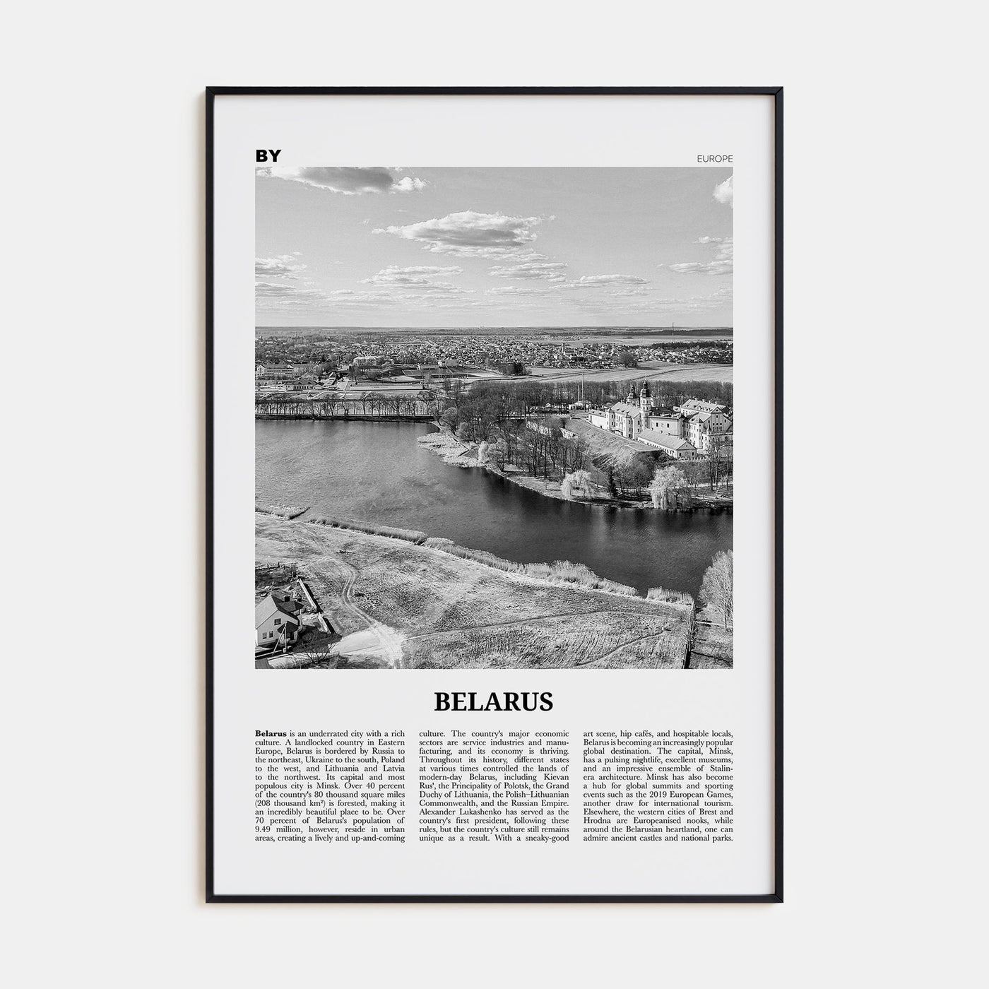 Belarus Travel B&W Poster