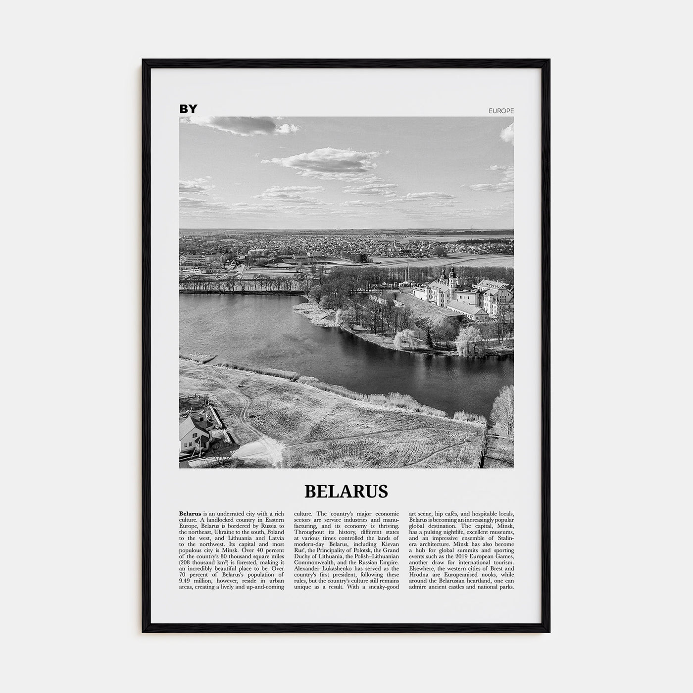 Belarus Travel B&W Poster