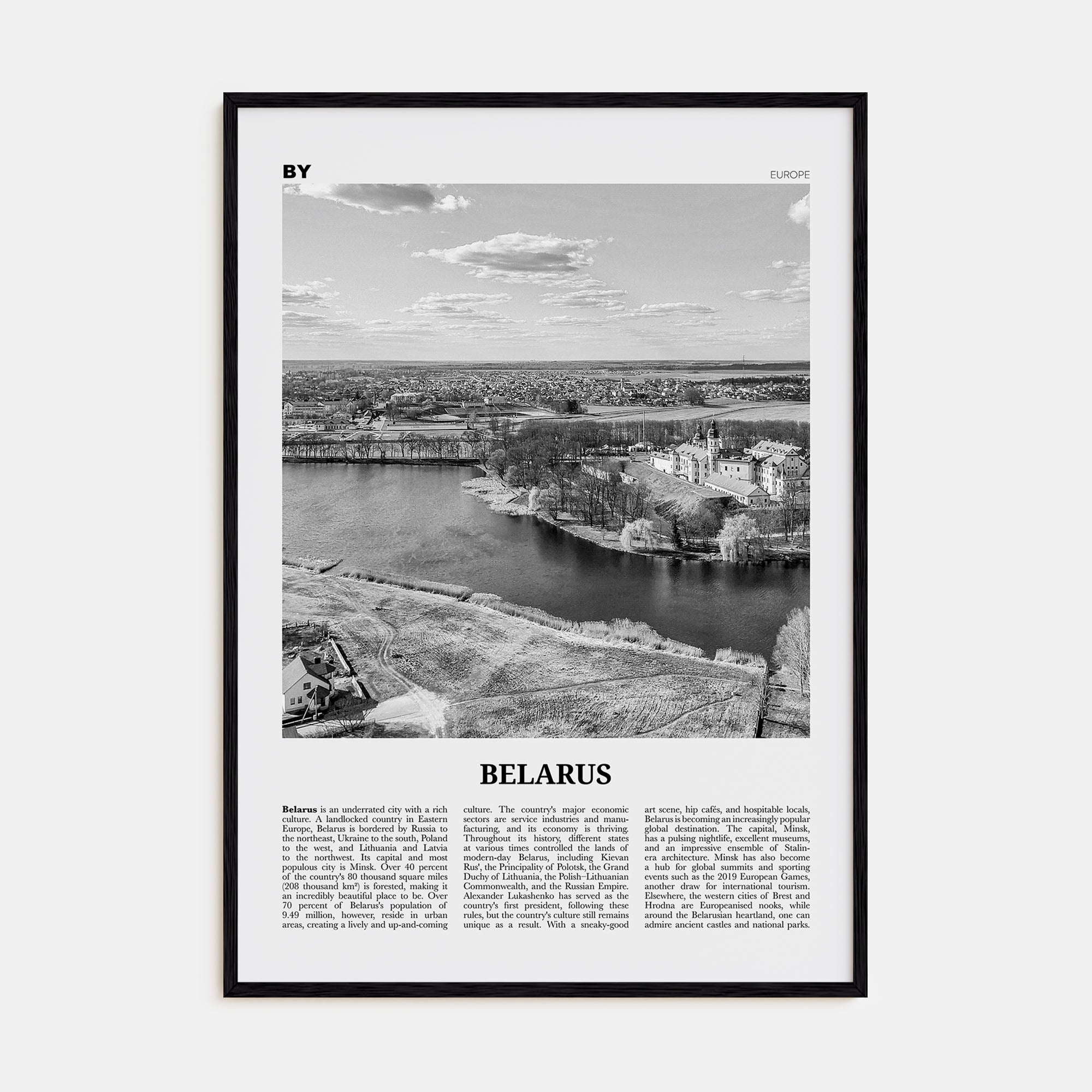 Belarus Travel B&W Poster