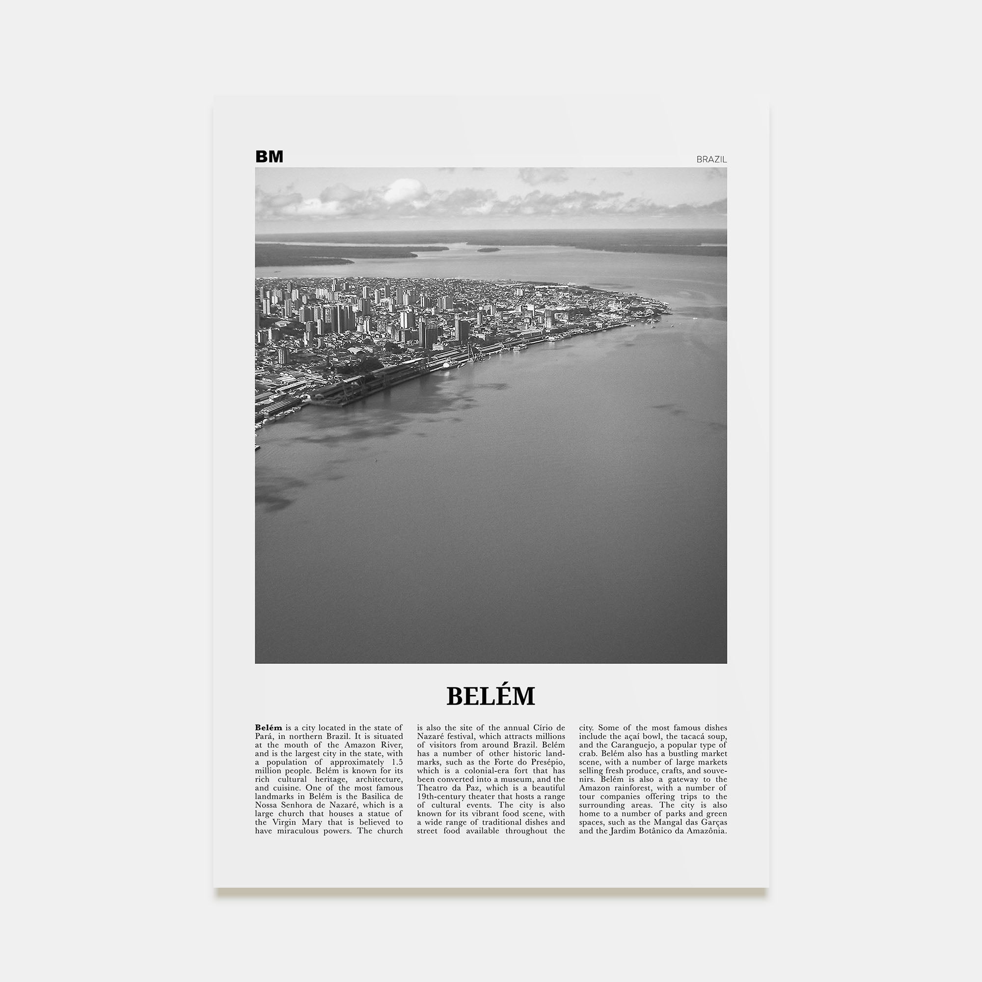 Belém Travel B&W No 1 Poster