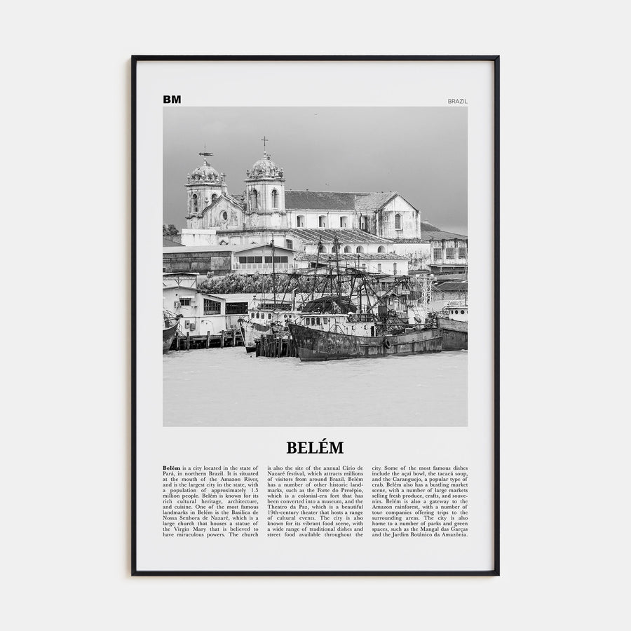 Belém Travel B&W No 2 Poster
