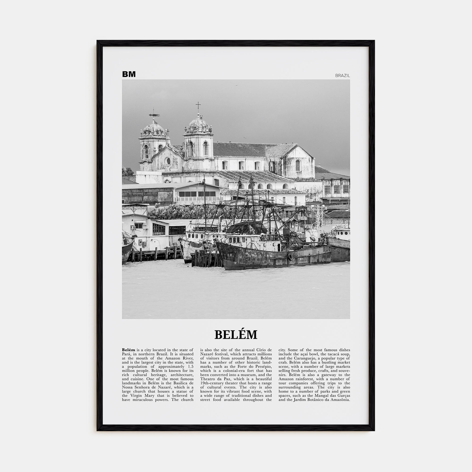 Belém Travel B&W No 2 Poster