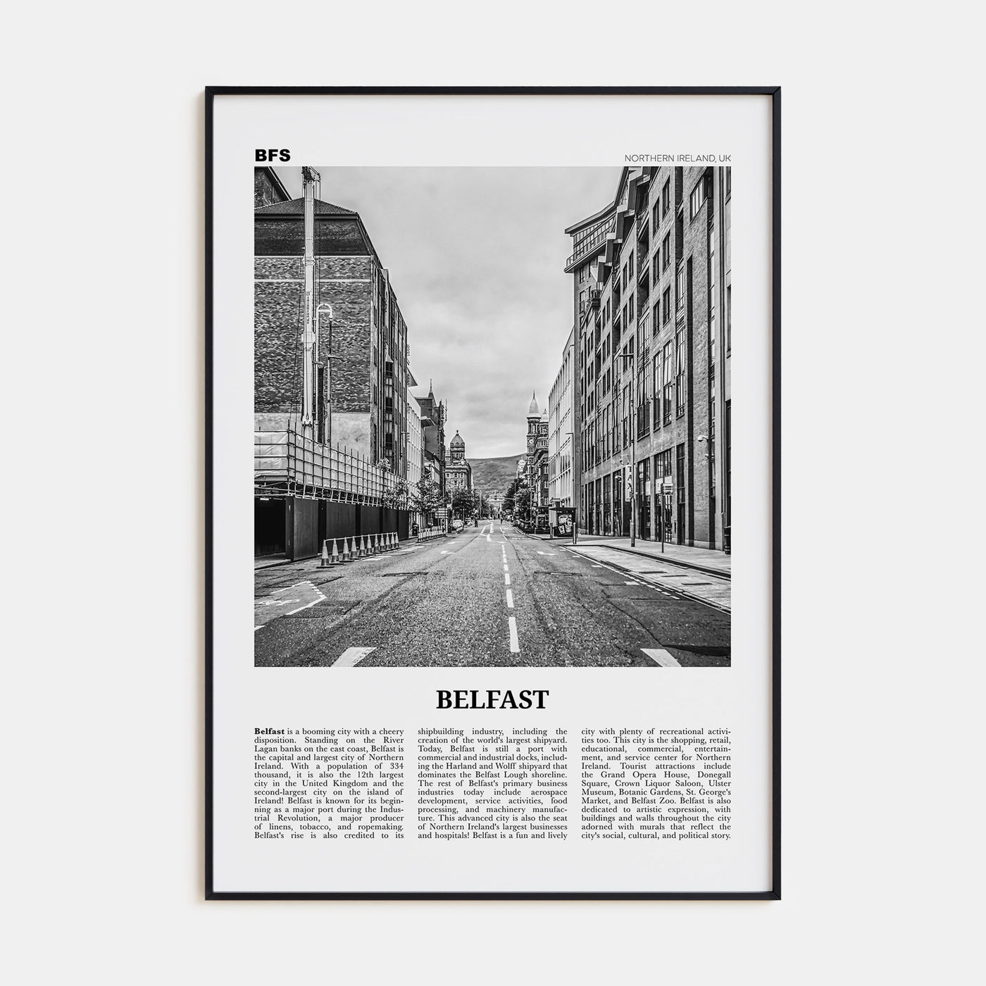 Belfast Travel B&W Poster