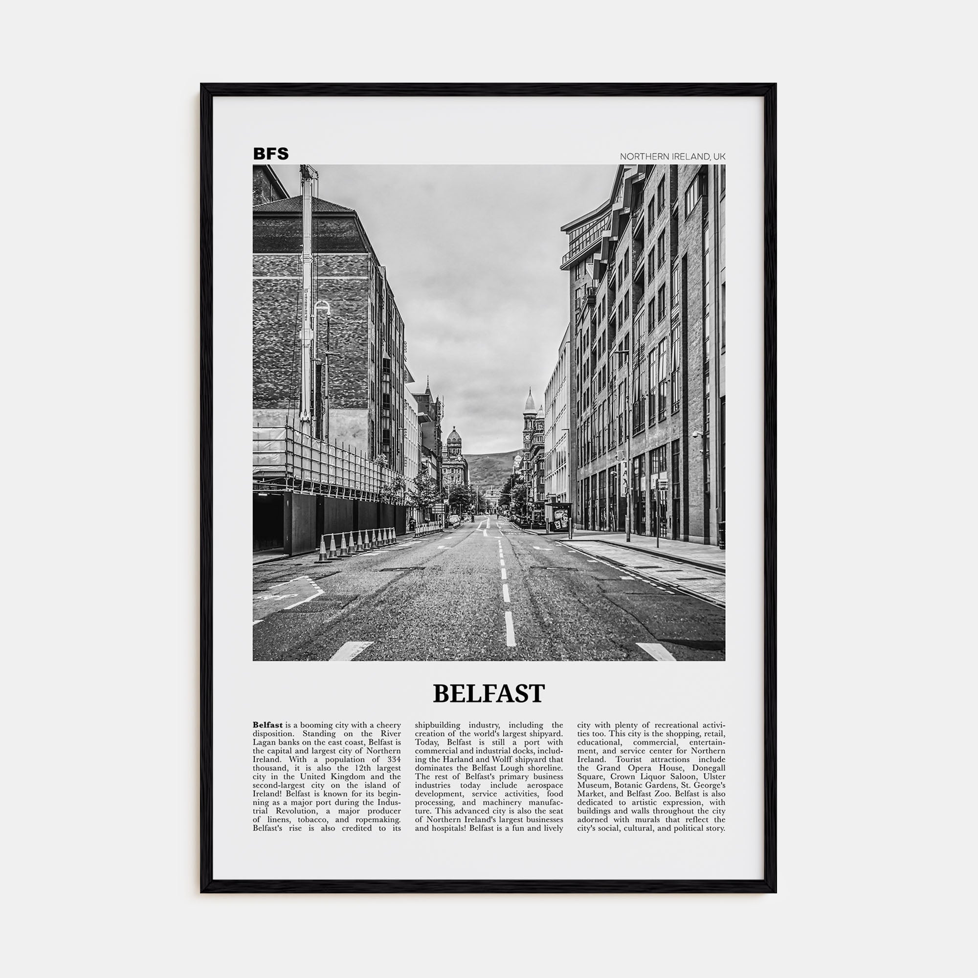 Belfast Travel B&W Poster
