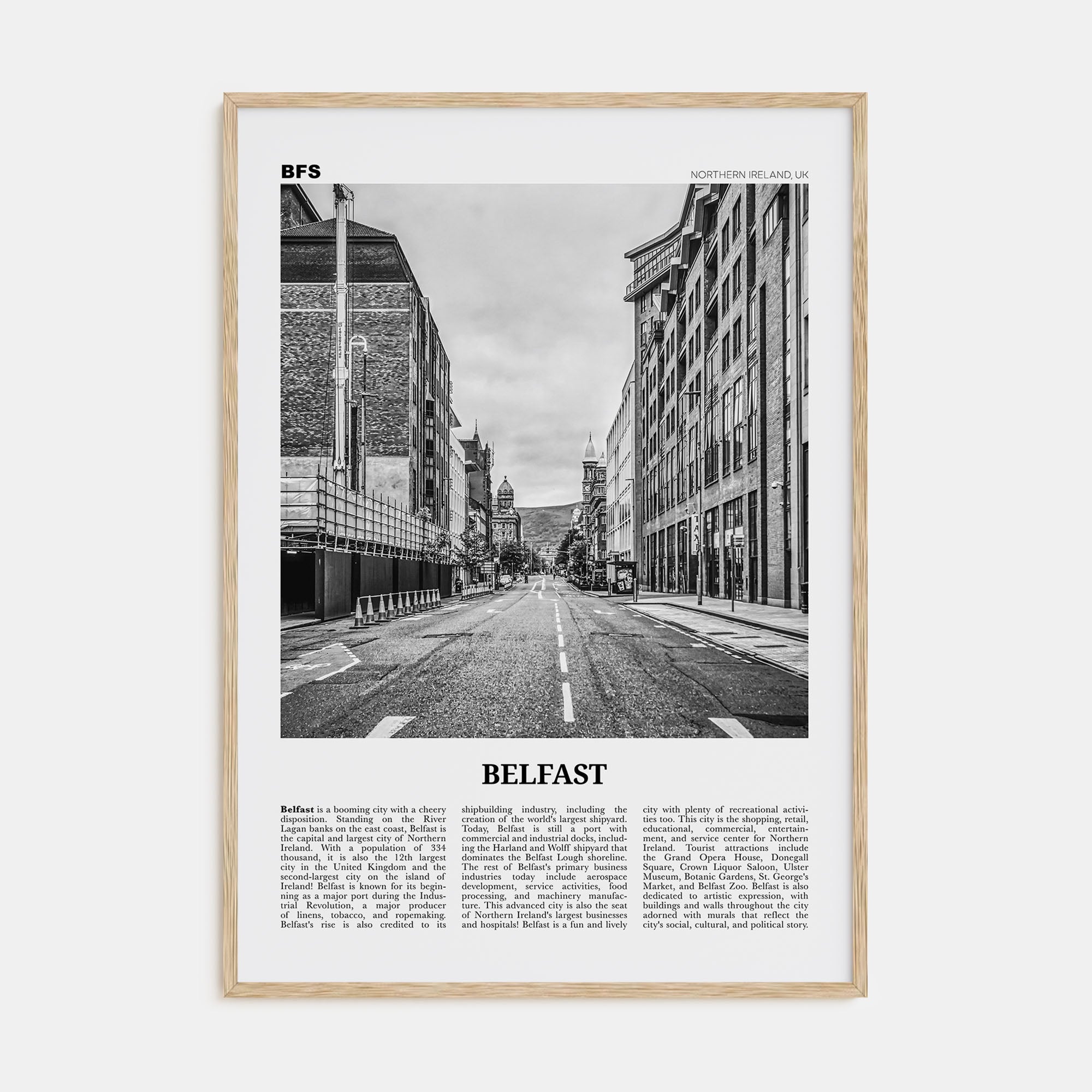 Belfast Travel B&W Poster