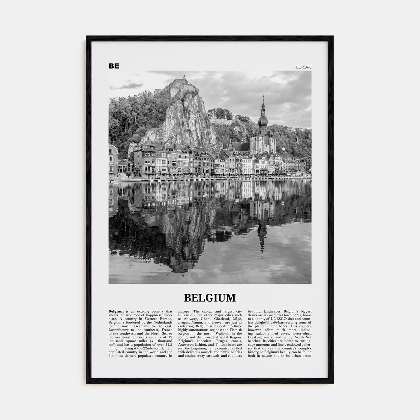 Belgium Travel B&W No 1 Poster