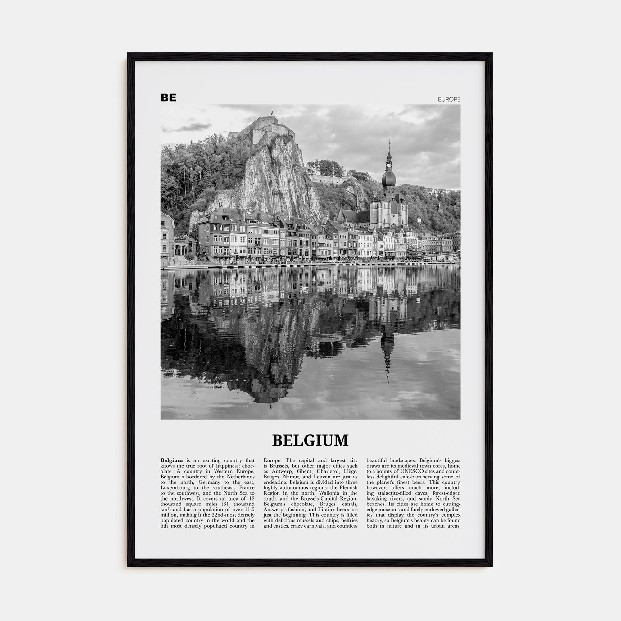 Belgium Travel B&W No 1 Poster