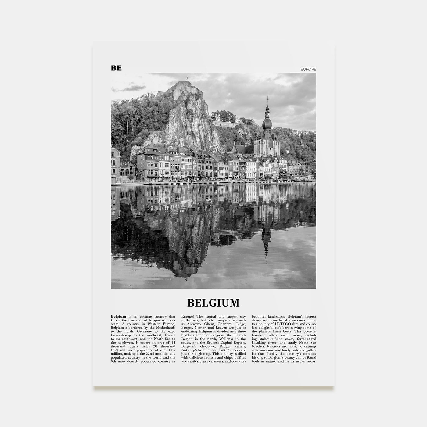 Belgium Travel B&W No 1 Poster