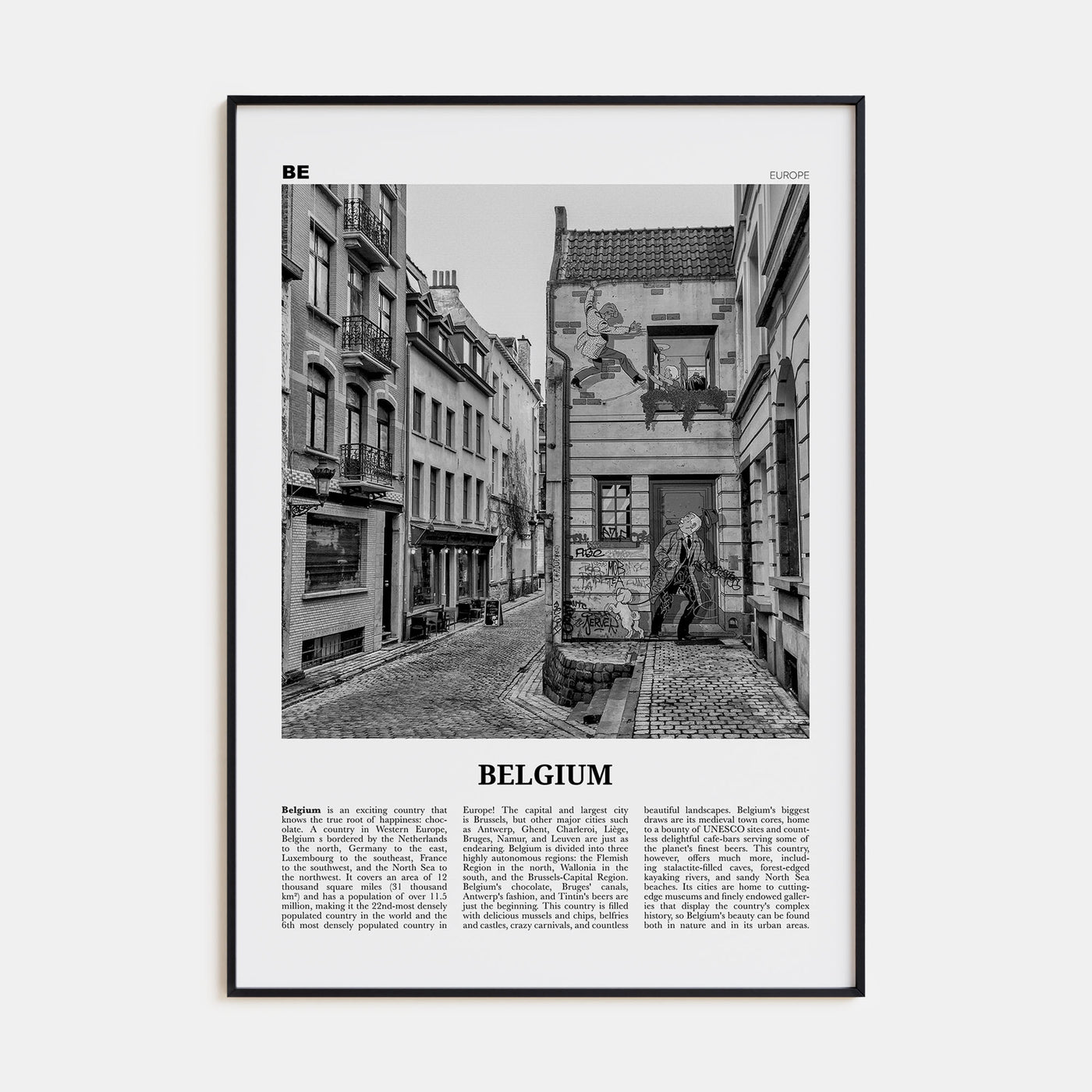 Belgium Travel B&W No 2 Poster