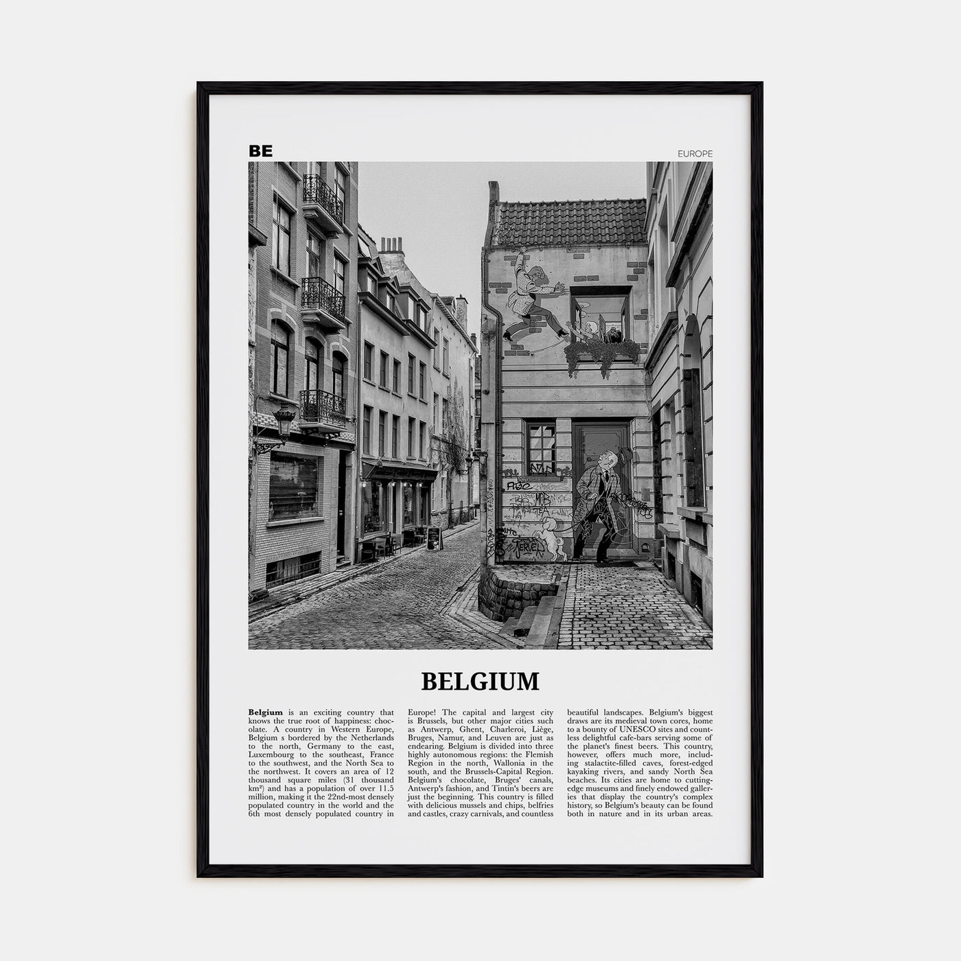 Belgium Travel B&W No 2 Poster