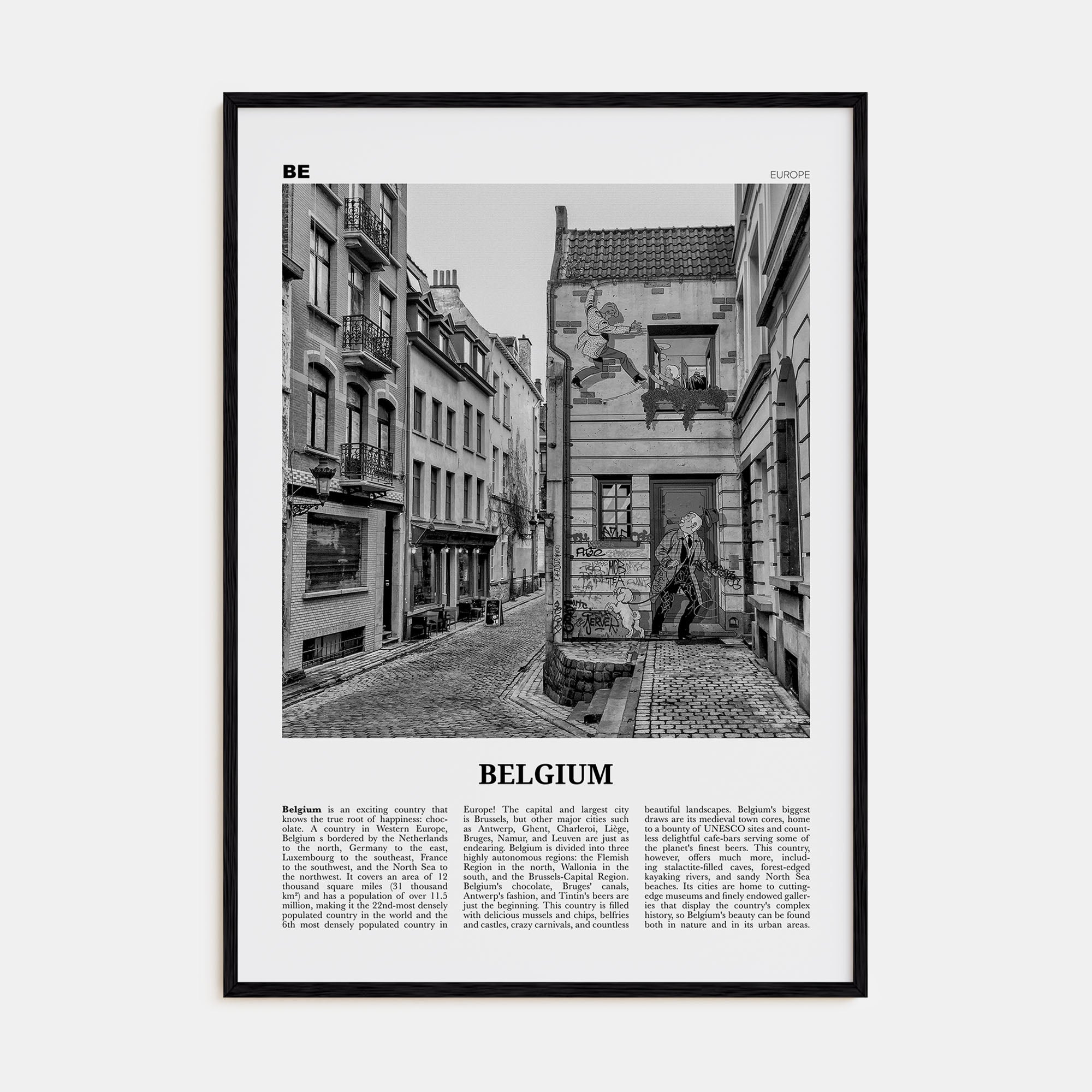 Belgium Travel B&W No 2 Poster