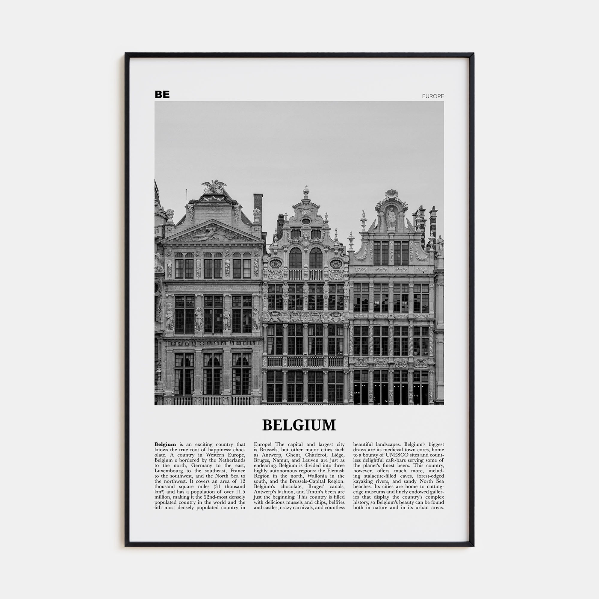 Belgium Travel B&W No 3 Poster