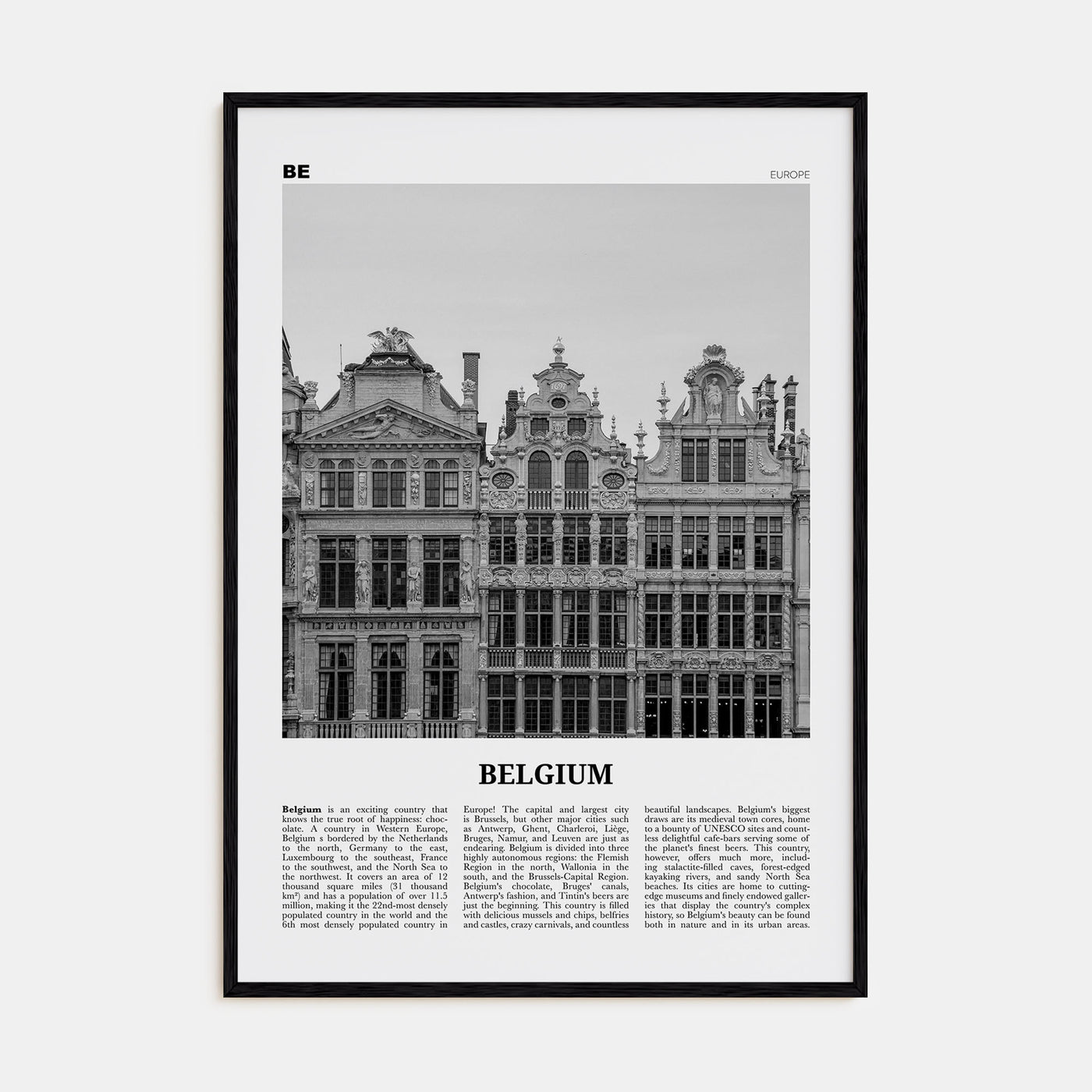 Belgium Travel B&W No 3 Poster