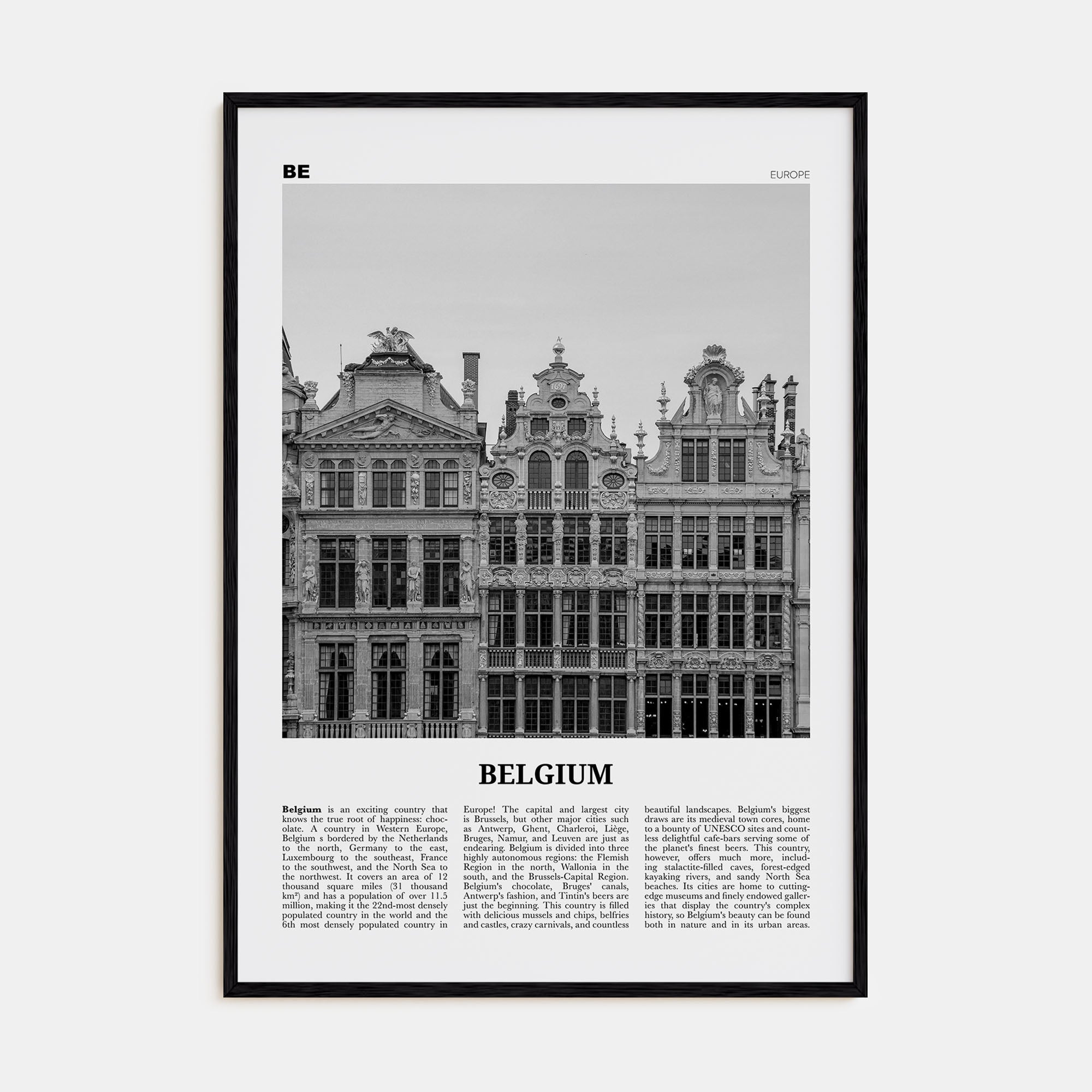 Belgium Travel B&W No 3 Poster