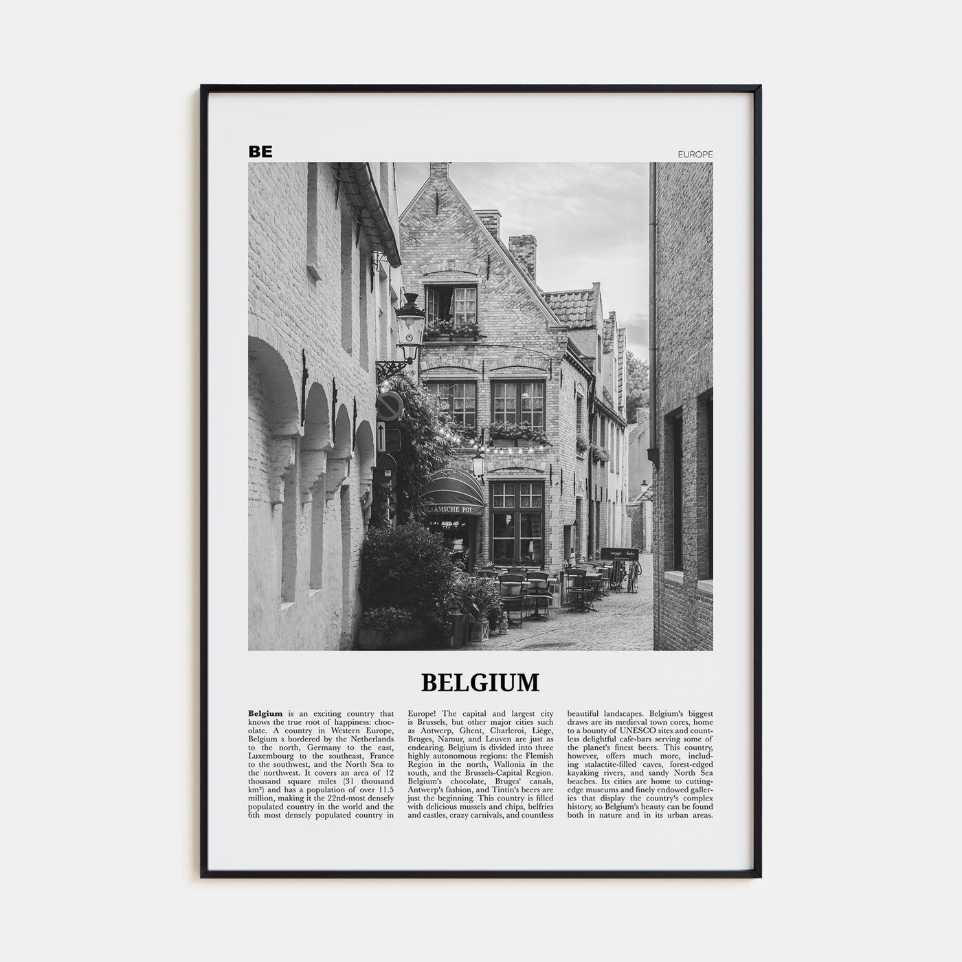 Belgium Travel B&W No 4 Poster
