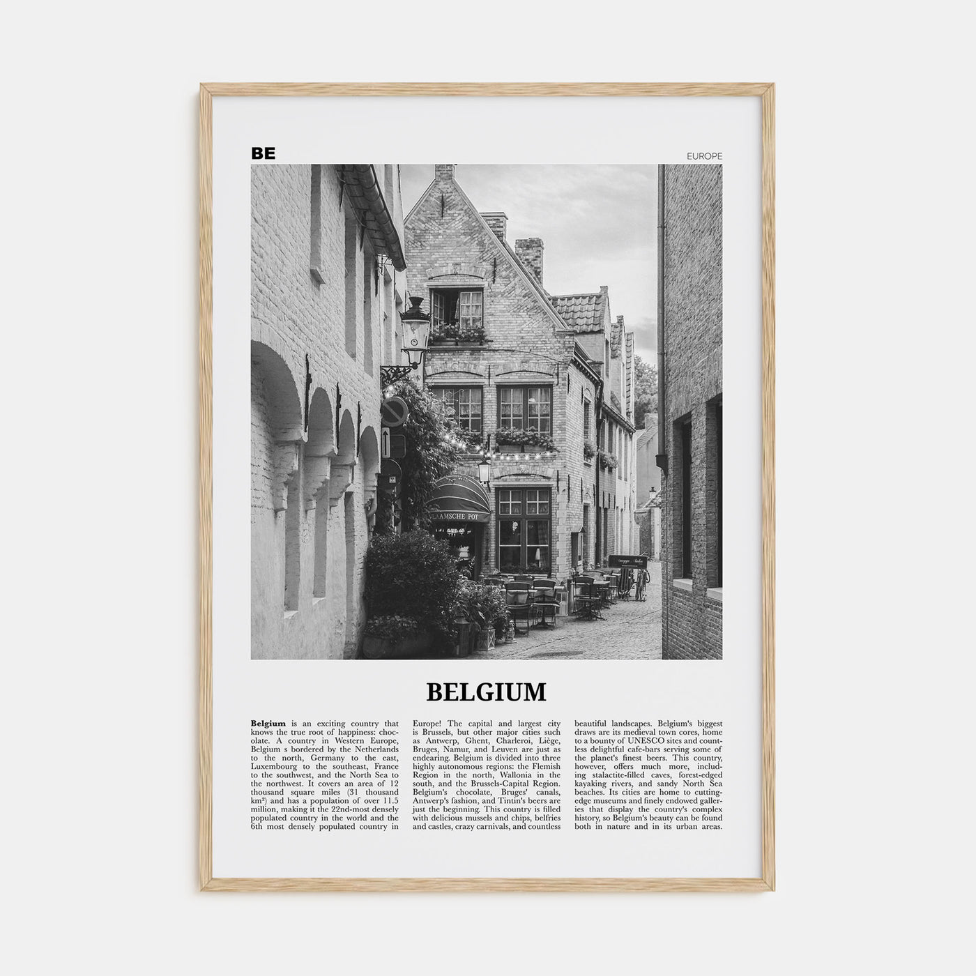 Belgium Travel B&W No 4 Poster