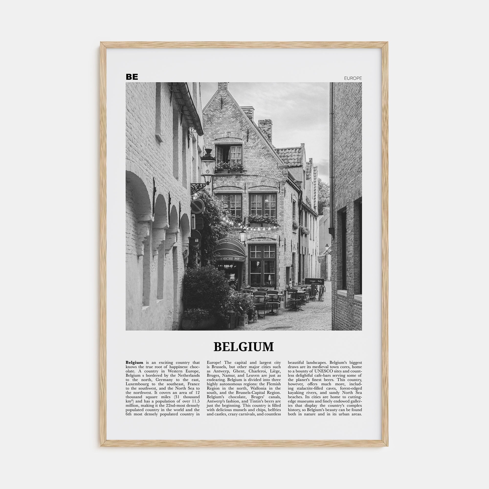 Belgium Travel B&W No 4 Poster