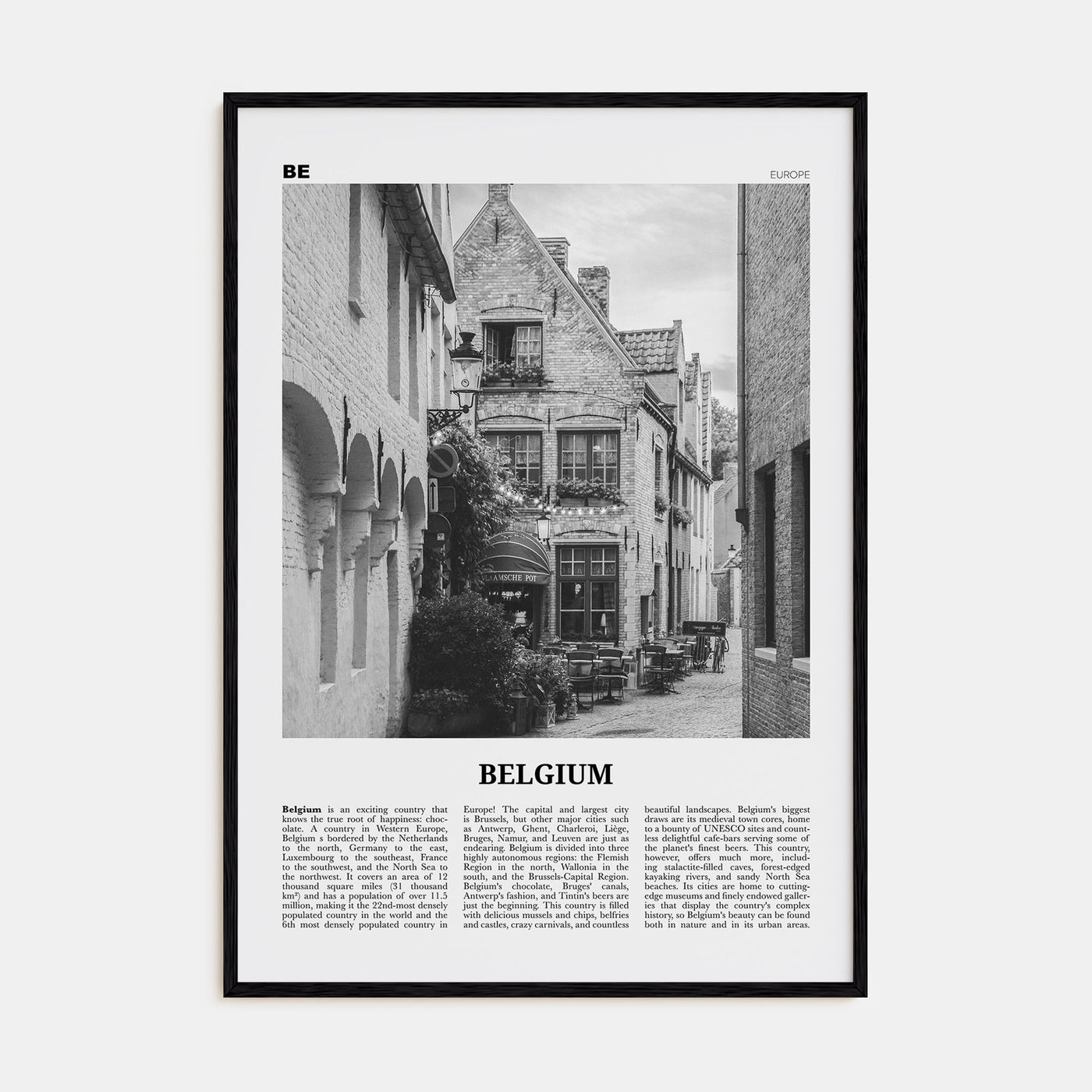 Belgium Travel B&W No 4 Poster