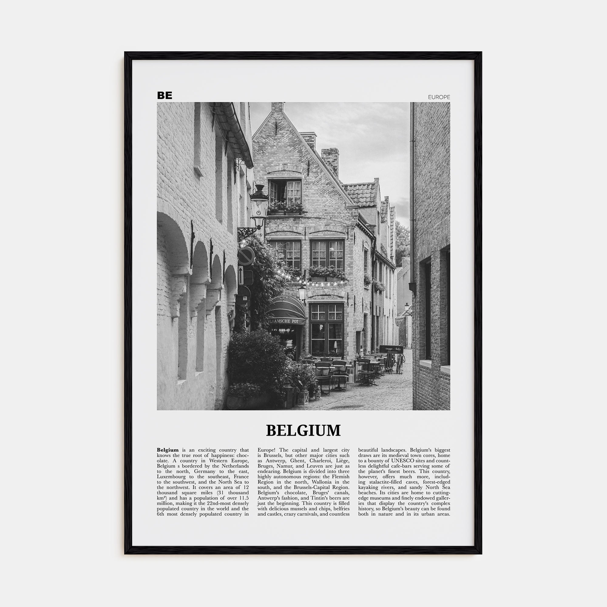 Belgium Travel B&W No 4 Poster