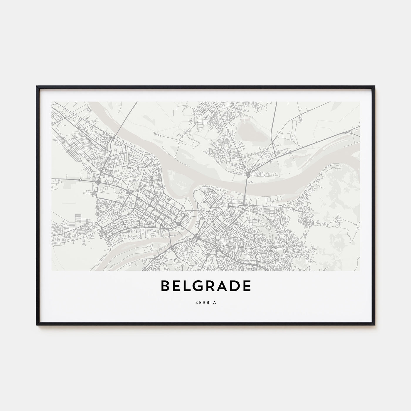 Belgrade Map Landscape Poster