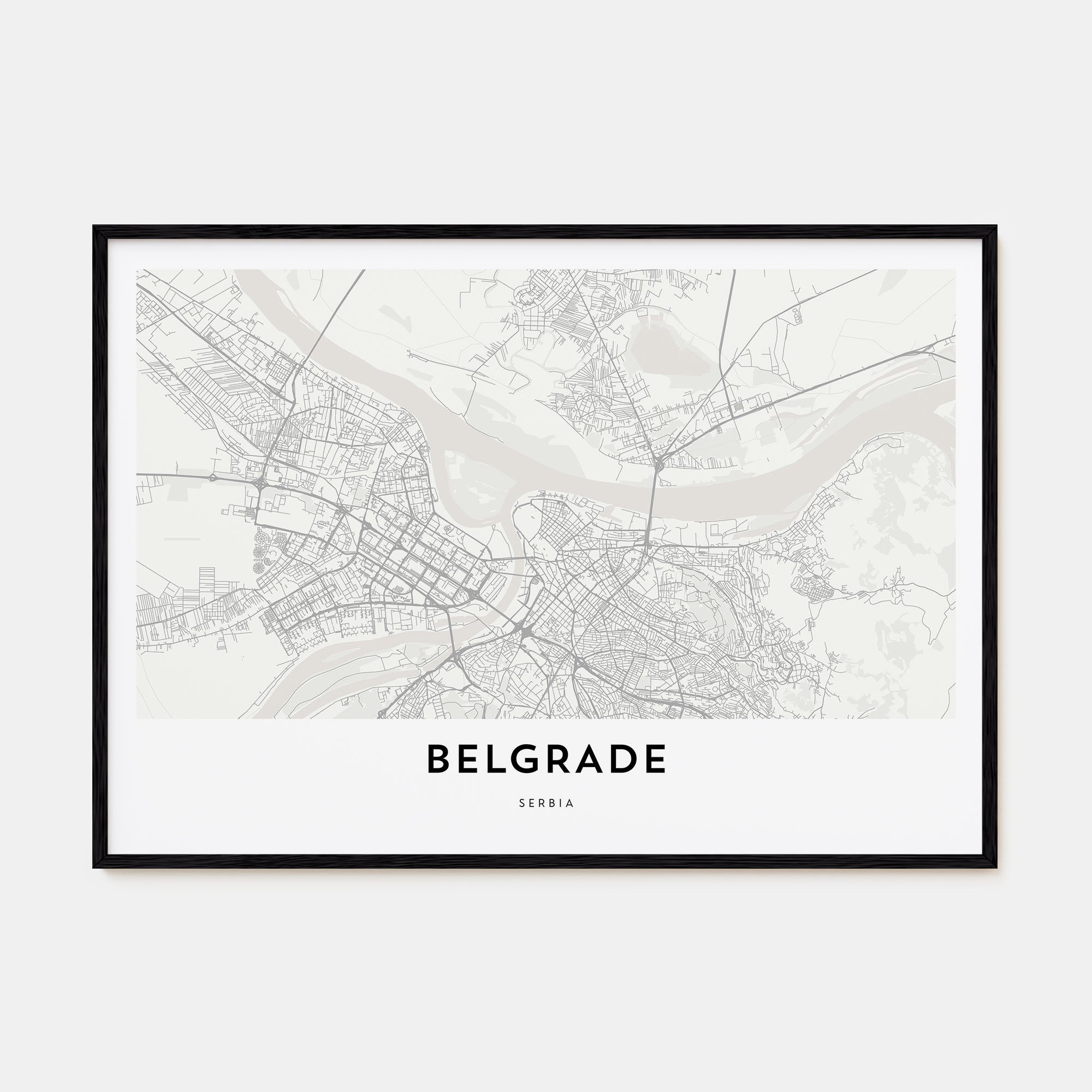 Belgrade Map Landscape Poster