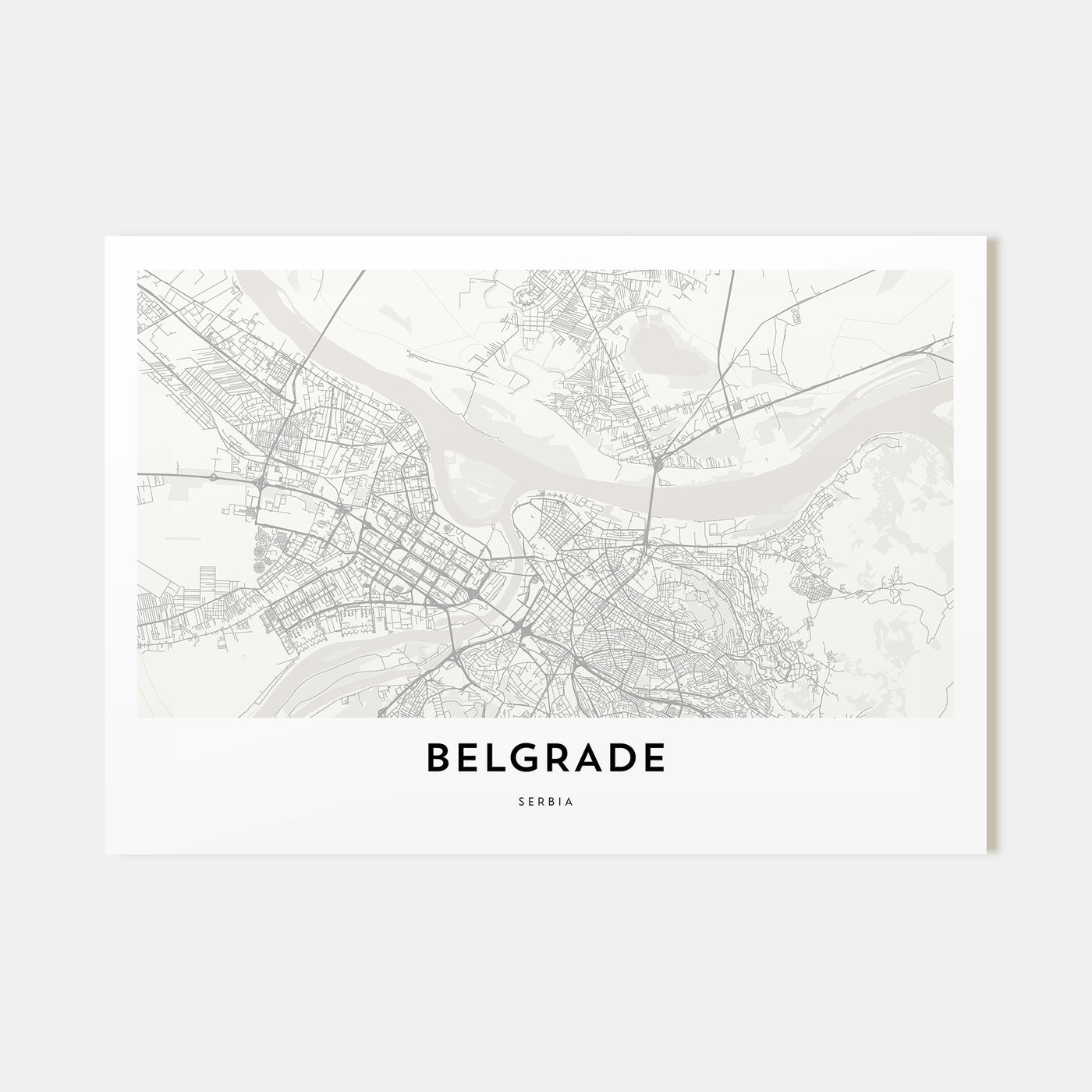 Belgrade Map Landscape Poster