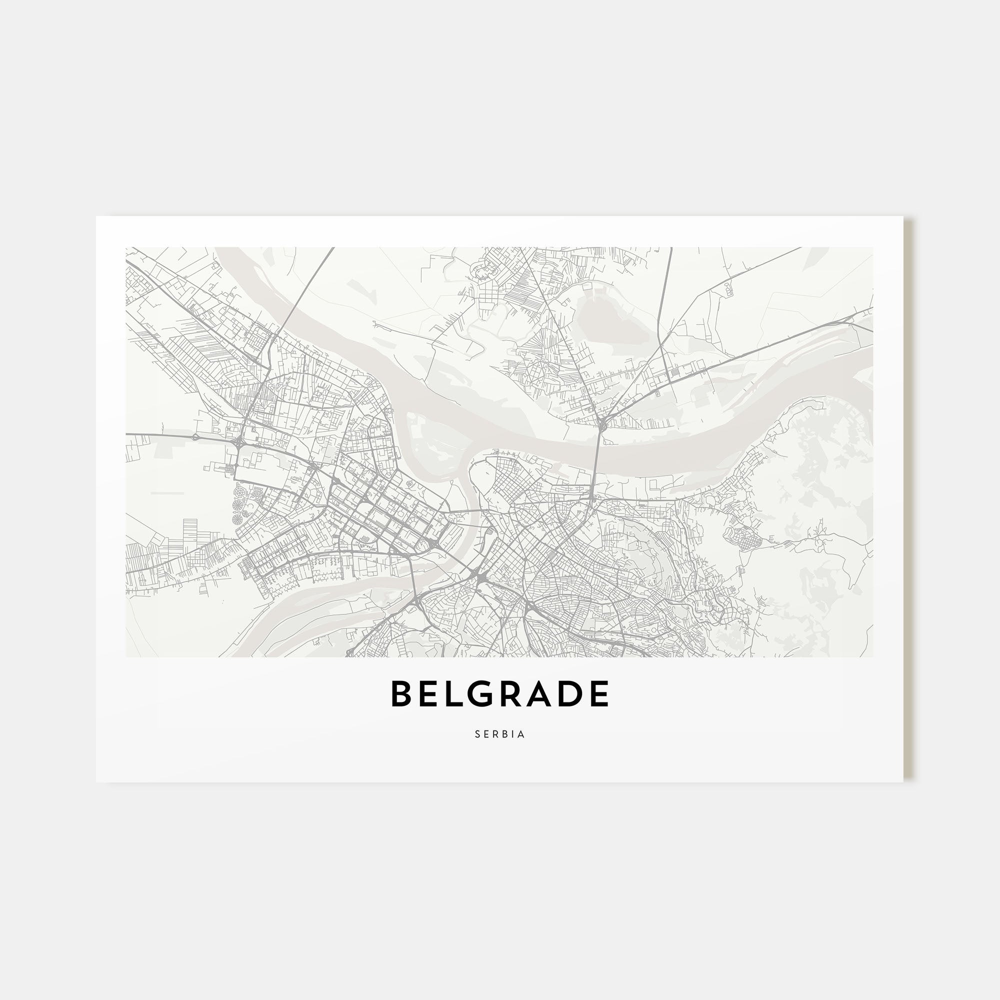Belgrade Map Landscape Poster