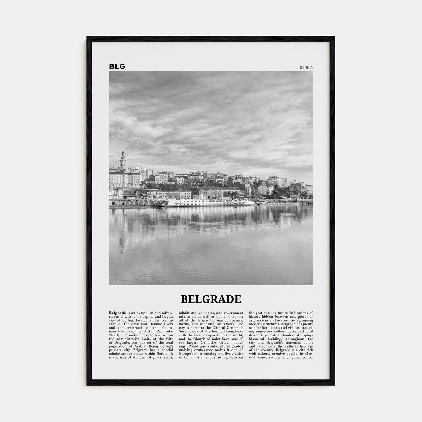 Belgrade Travel B&W Poster