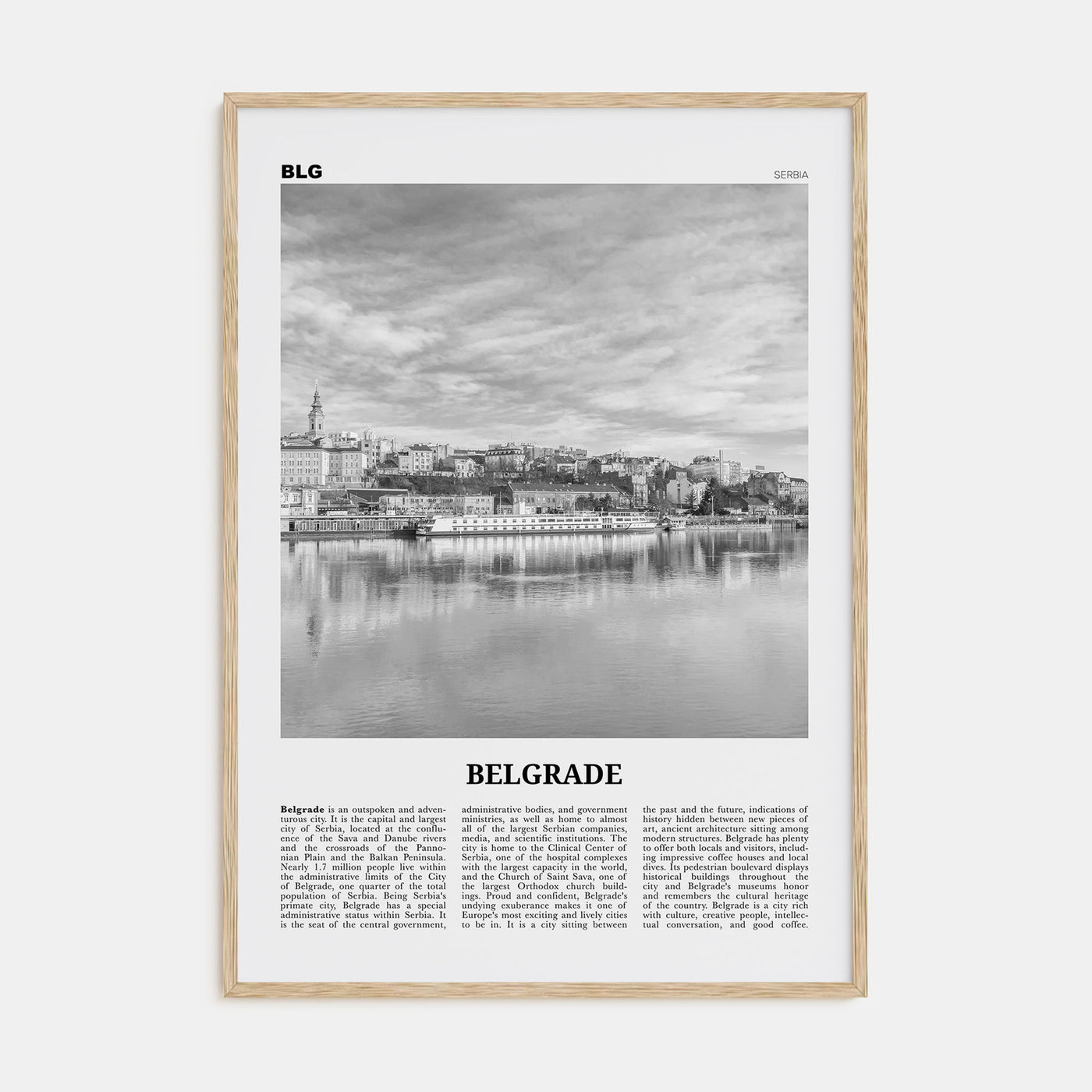 Belgrade Travel B&W Poster