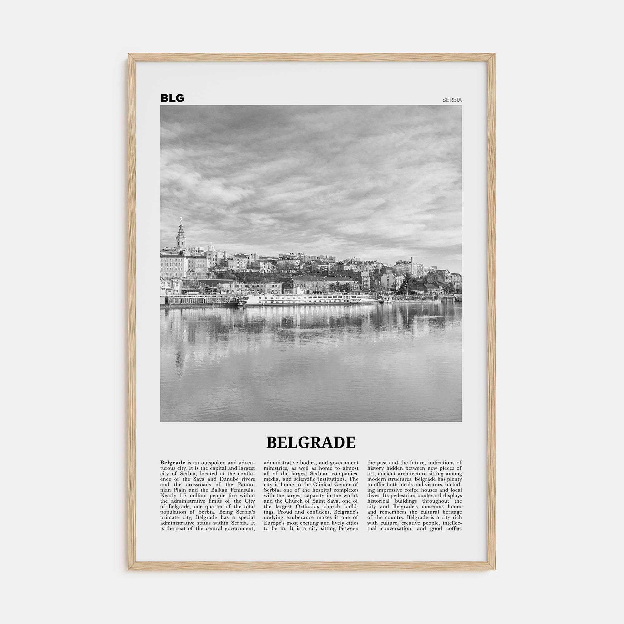 Belgrade Travel B&W Poster