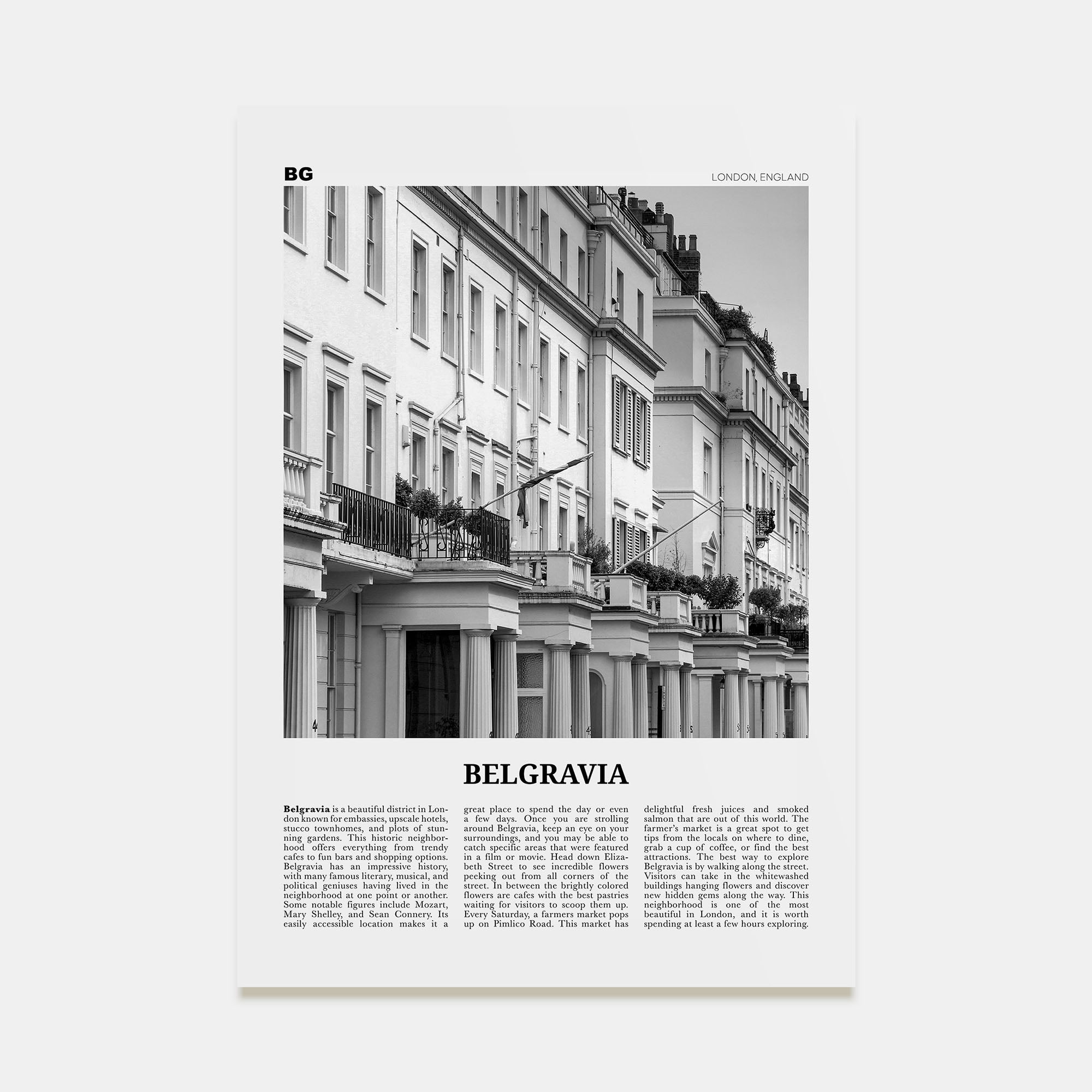 Belgravia Travel B&W Poster